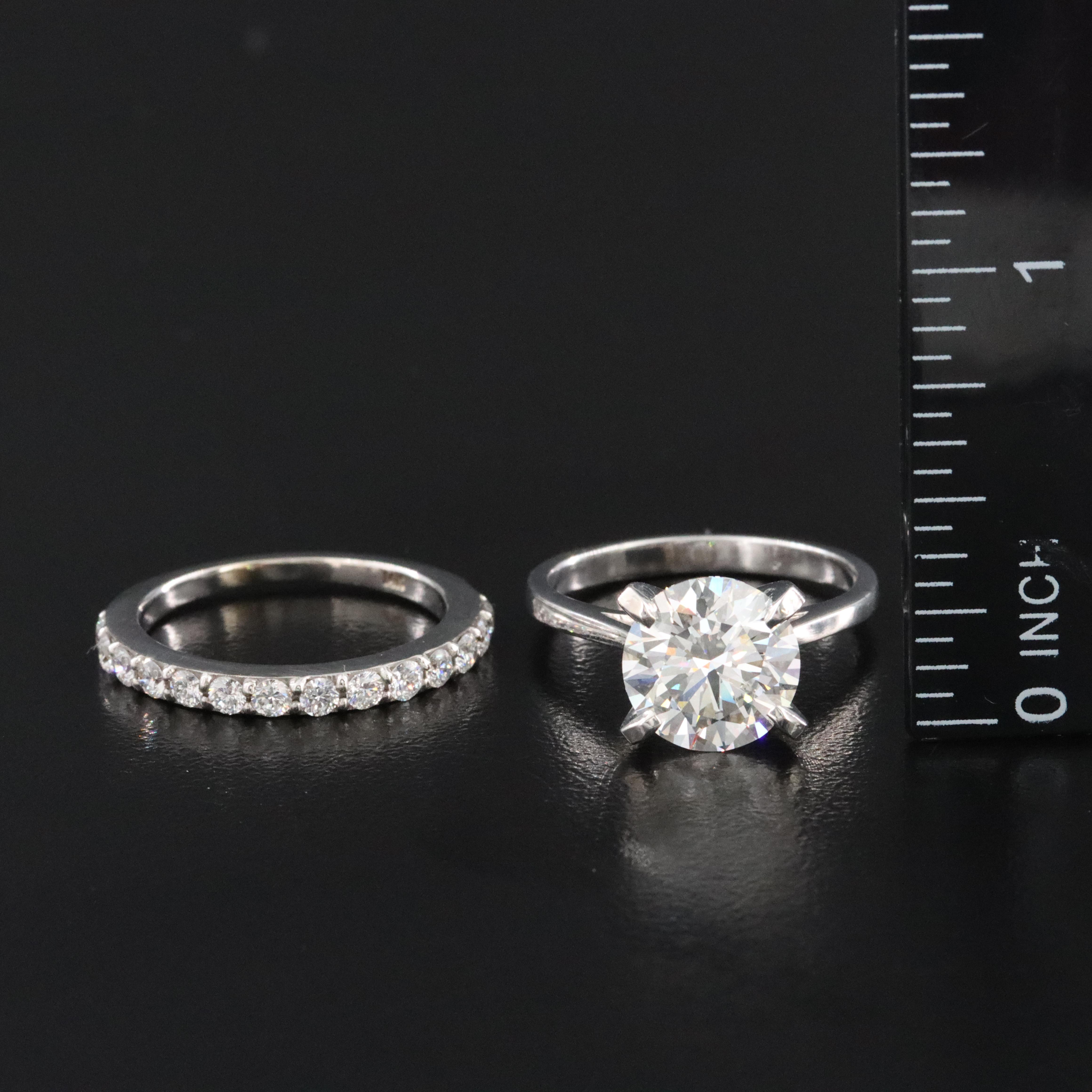14K 3.87 CTW Lab Grown Diamond Ring Set with IGI Report
