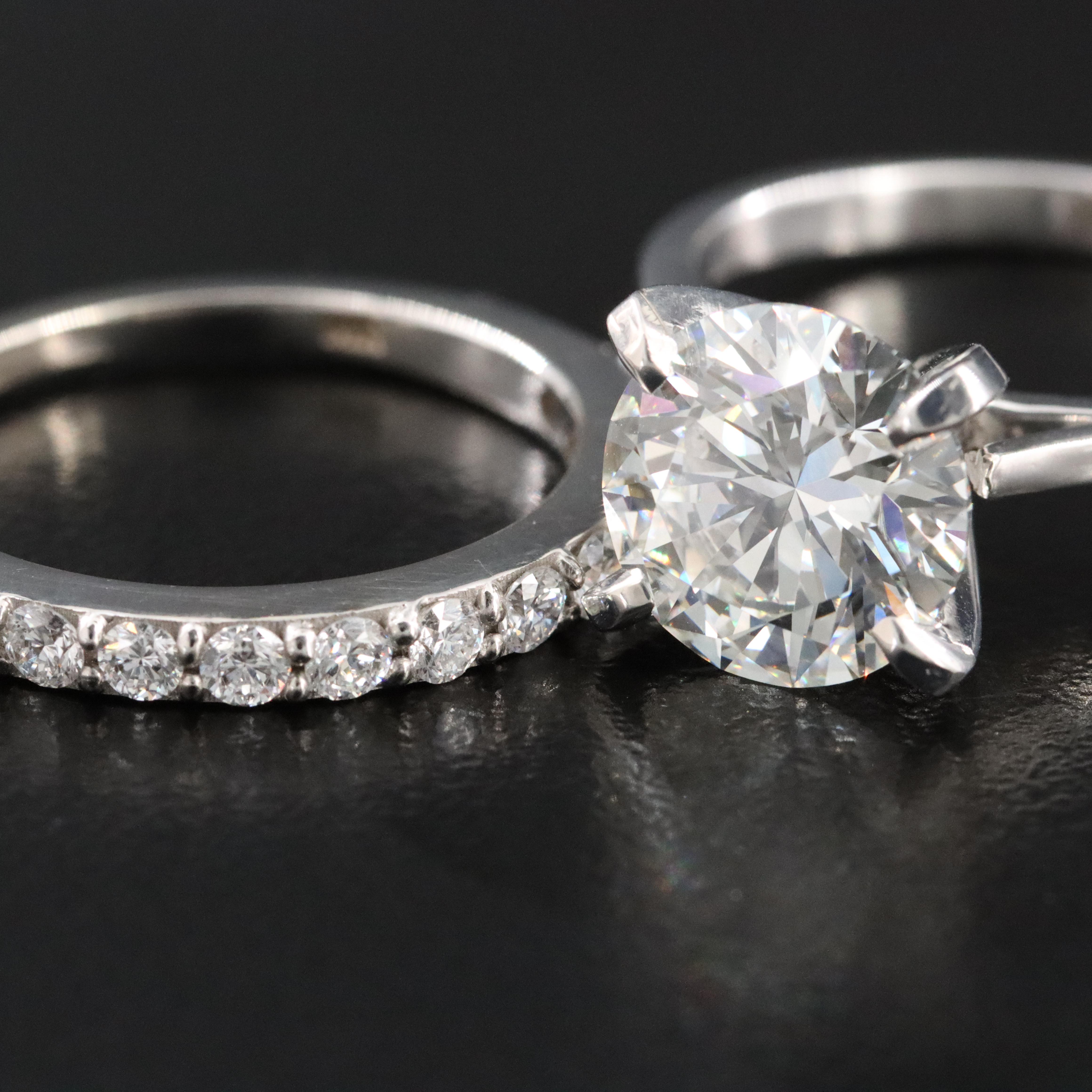 14K 3.87 CTW Lab Grown Diamond Ring Set with IGI Report