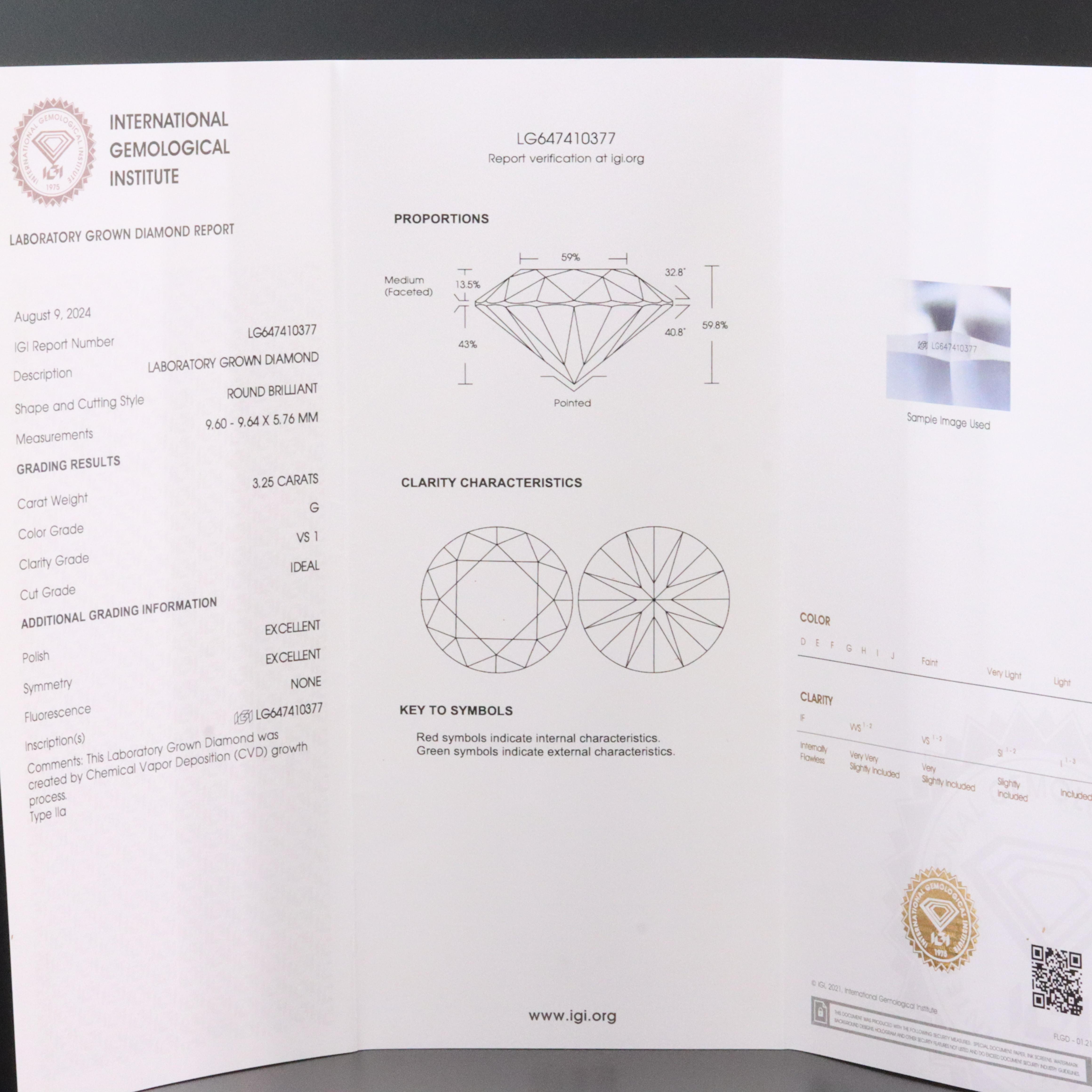14K 3.87 CTW Lab Grown Diamond Ring Set with IGI Report