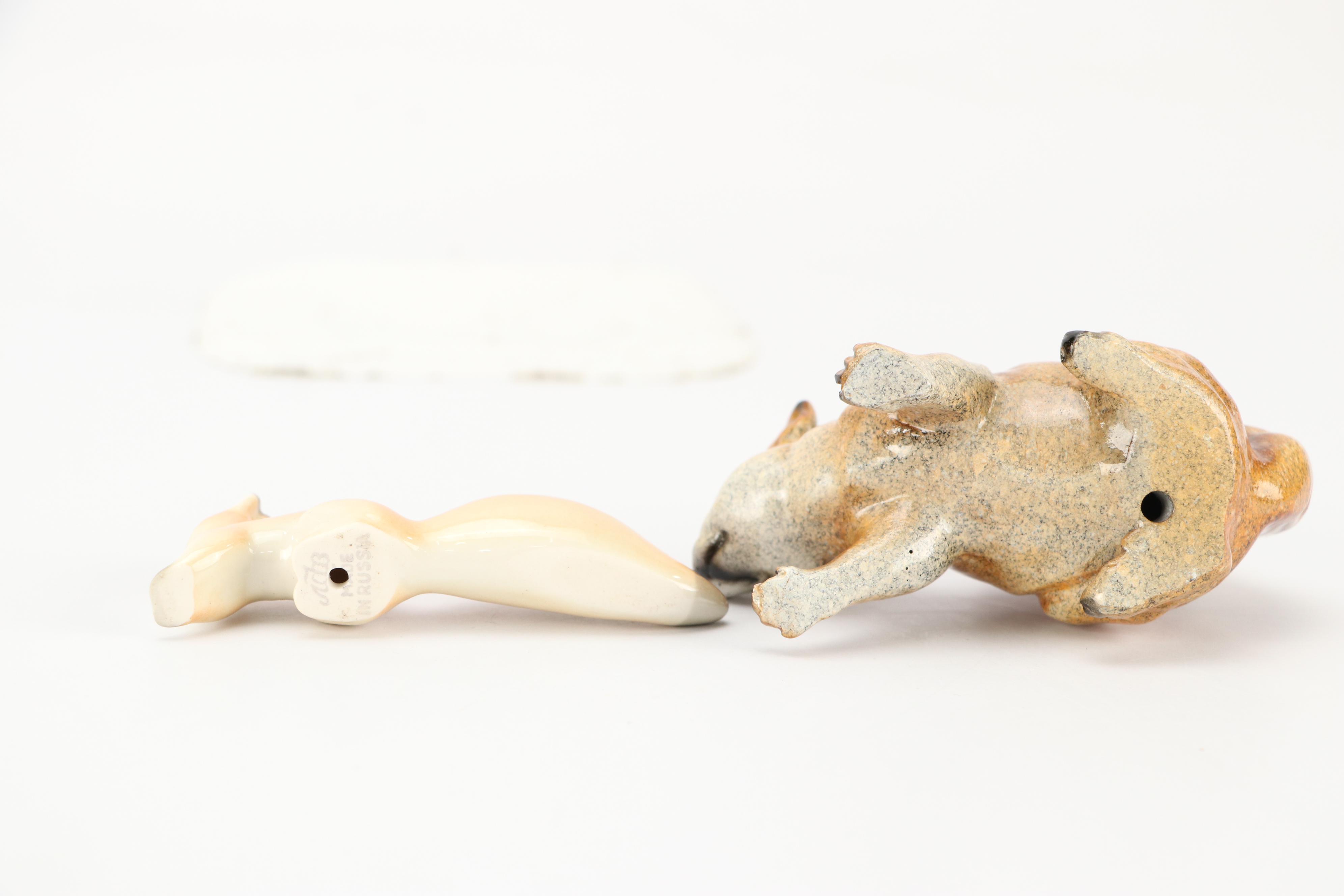 Lomonosov Porcelain with Other Squirrel Figurines and Novelty Table Accessories