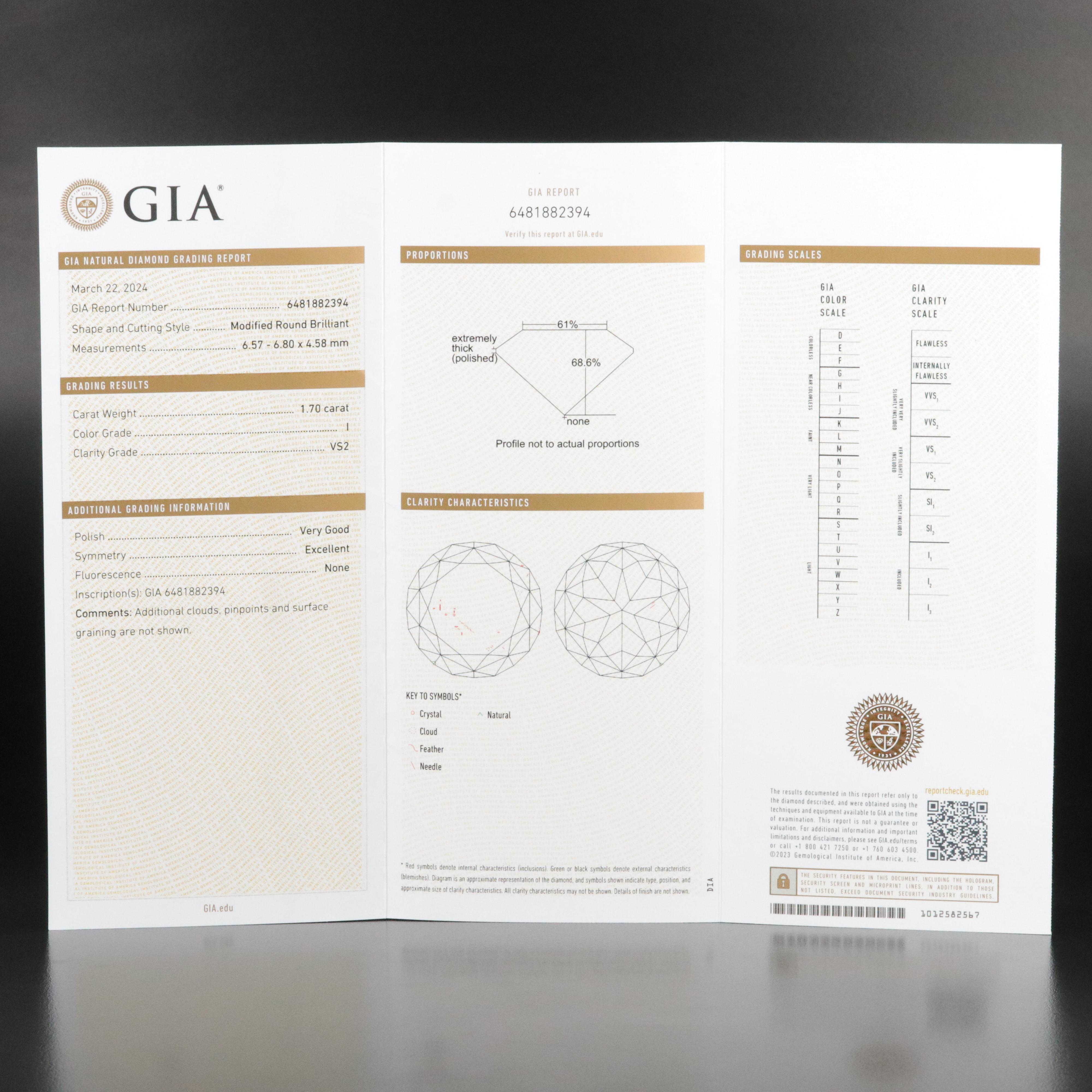 Loose 1.70 CT Diamond with GIA Report