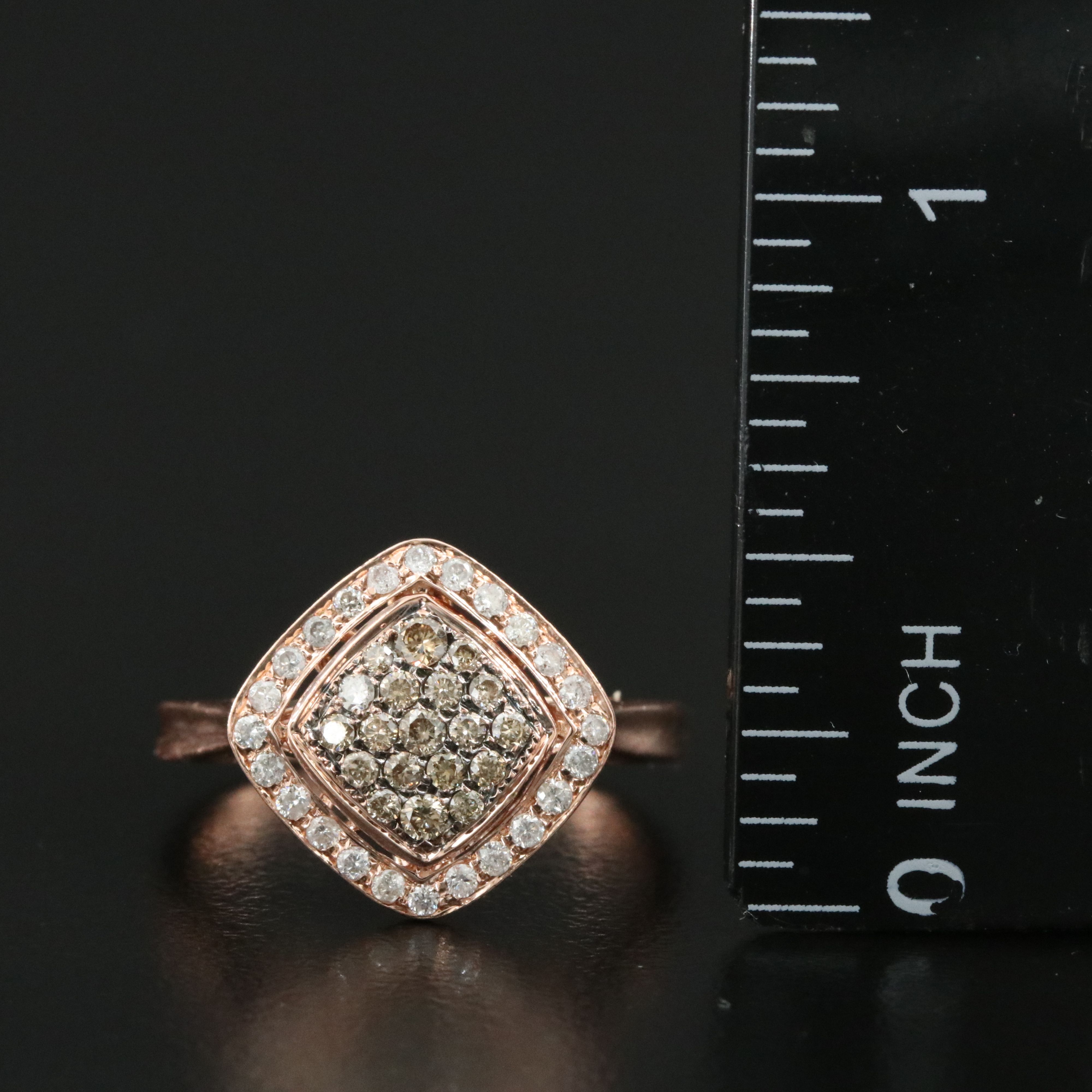 10K Rose Gold 0.40 CTW Diamond Rhombus Ring Including Fancy Brown