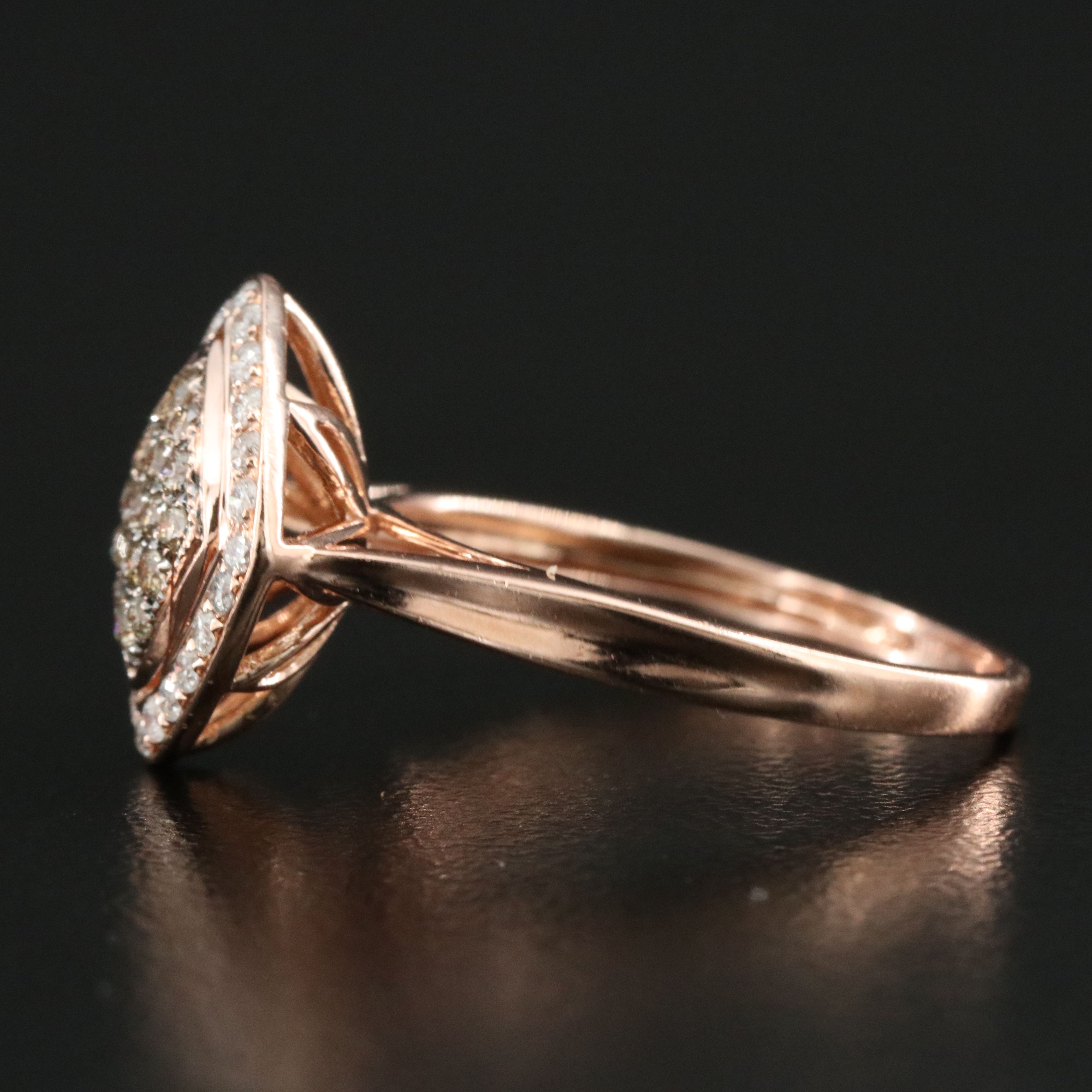 10K Rose Gold 0.40 CTW Diamond Rhombus Ring Including Fancy Brown
