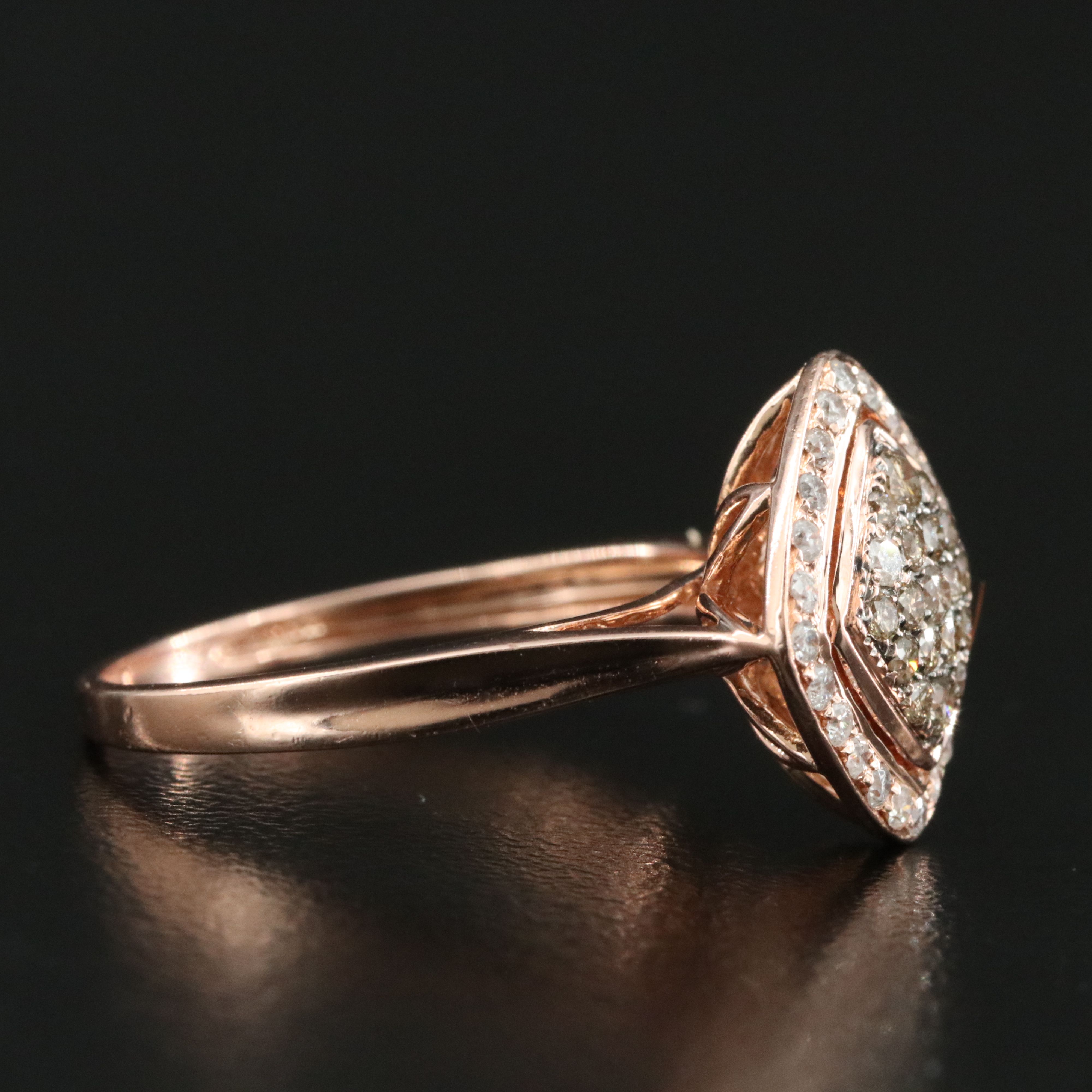 10K Rose Gold 0.40 CTW Diamond Rhombus Ring Including Fancy Brown