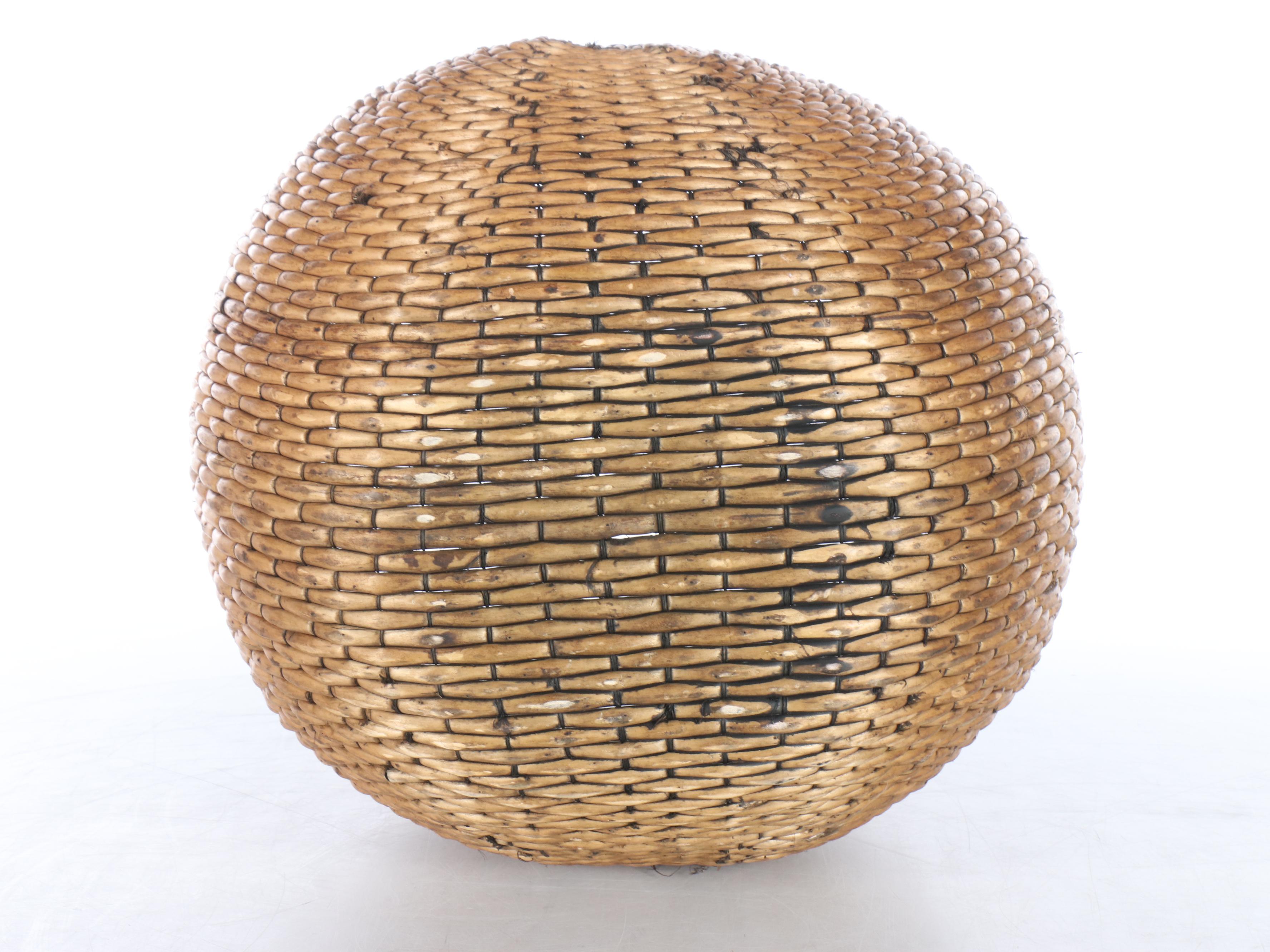 Chinese Woven Willow and Wood Basket