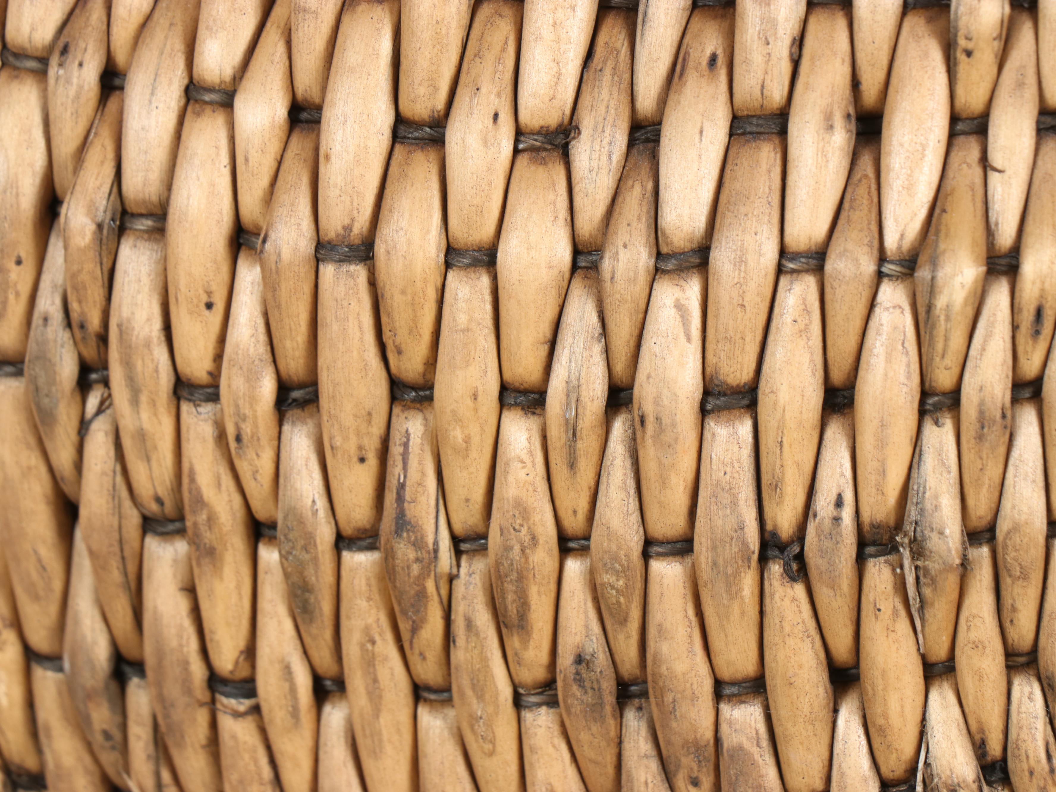 Chinese Woven Willow and Wood Basket