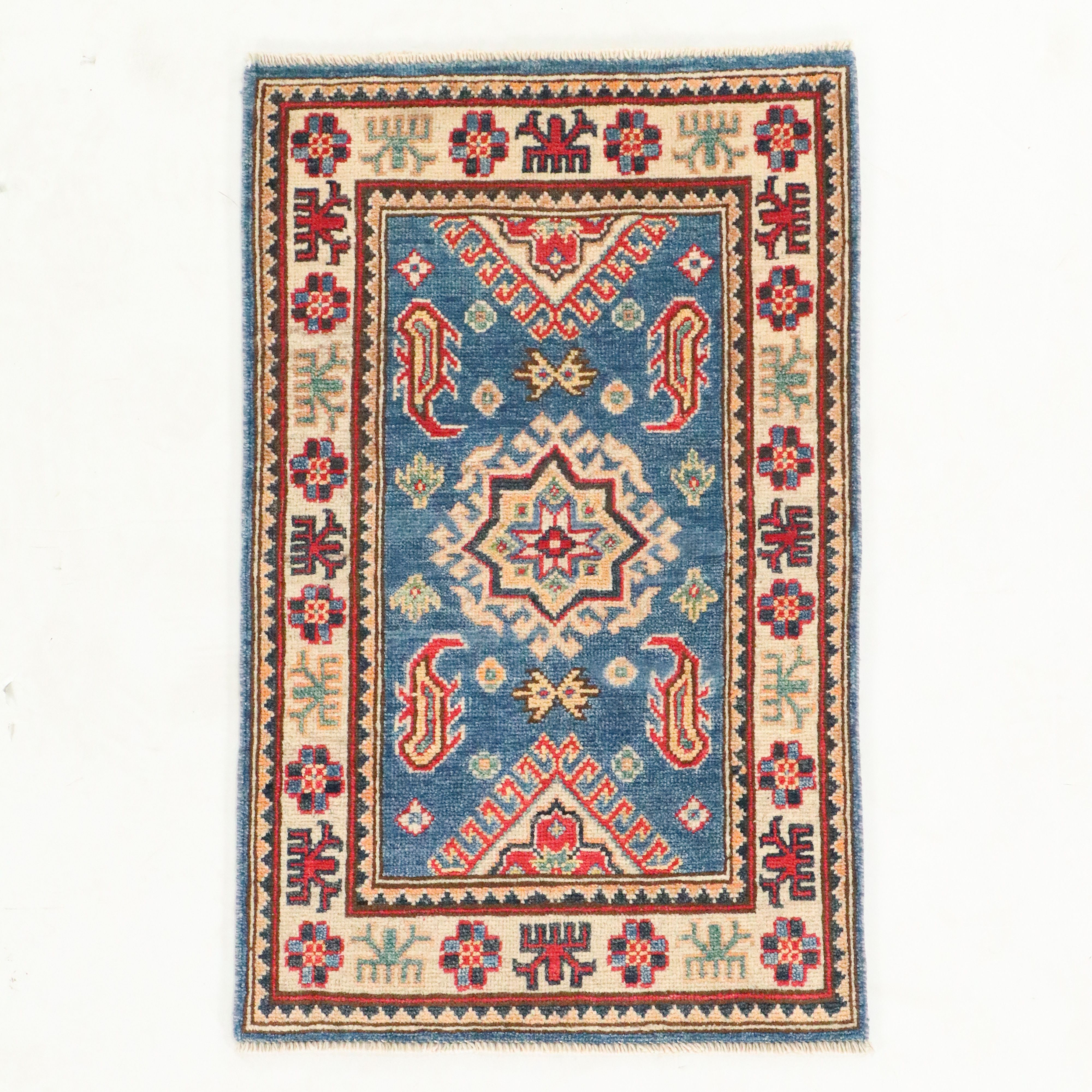 1'11 x 3'1 Hand-Knotted Afghan Kazak Accent Rug