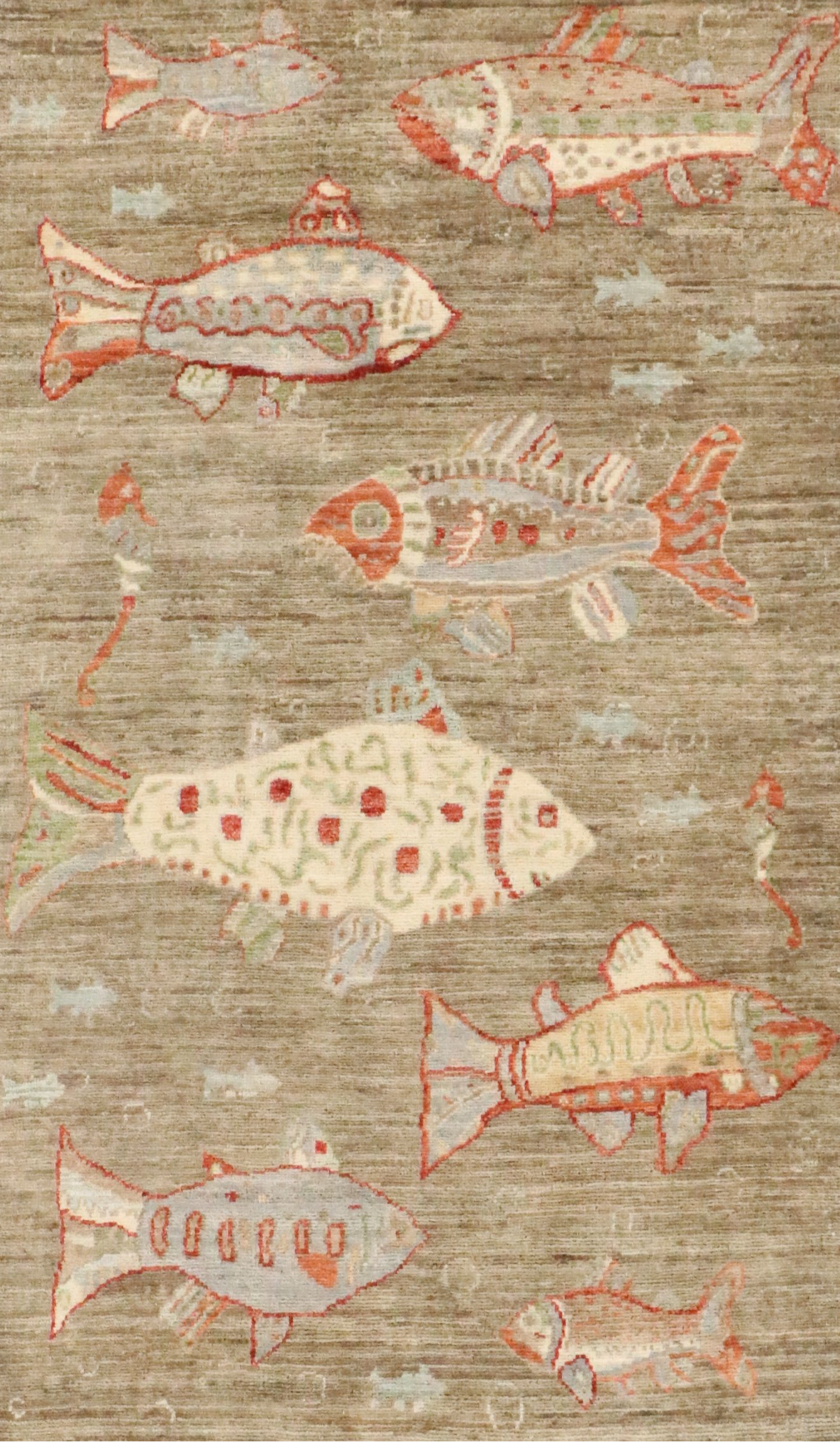 2'11 x 4'11 Hand-Knotted Nepal Contemporary Pictorial Accent Rug