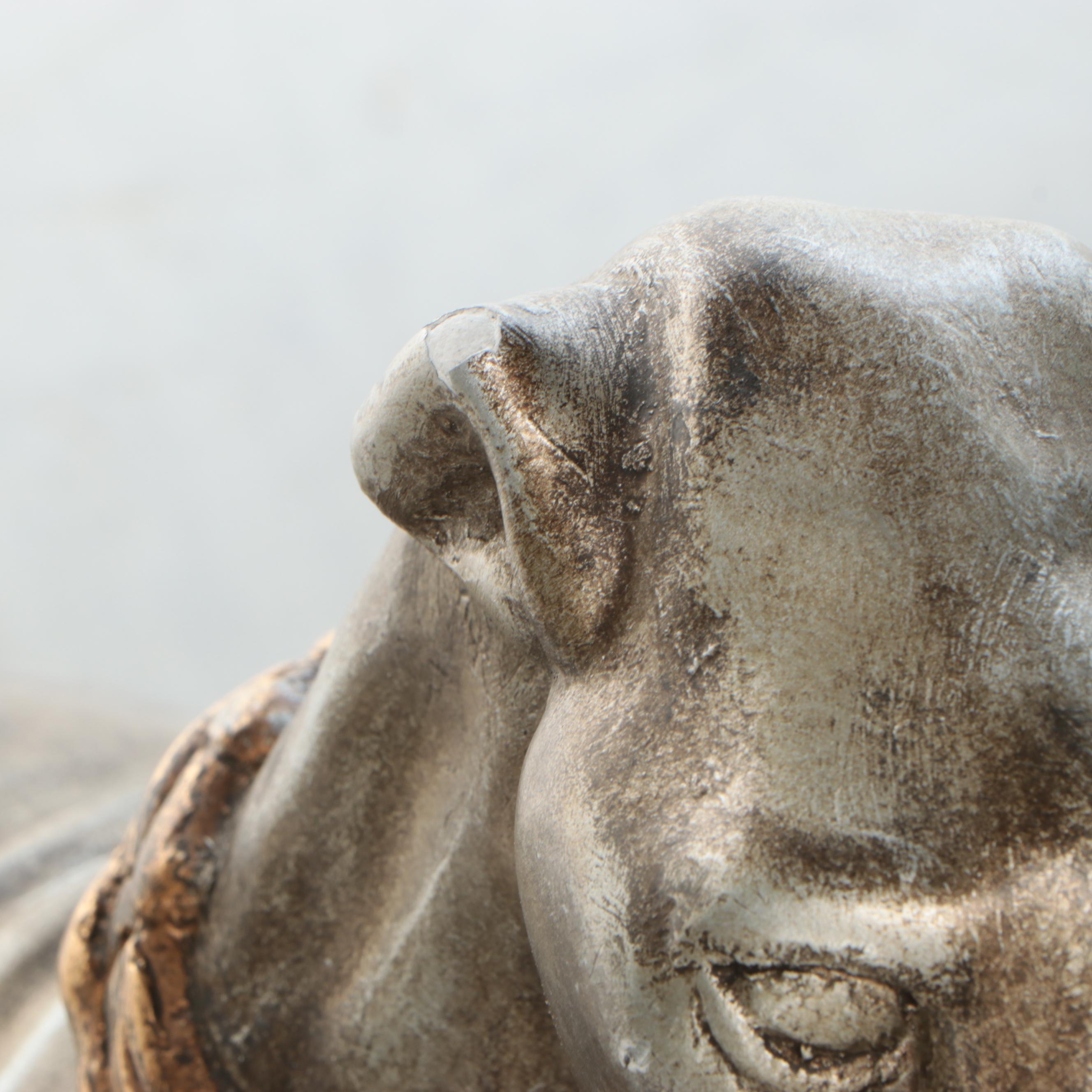 Sitting Whippet Silver Gilt and Bronzed Finish Cast Plaster Sculpture