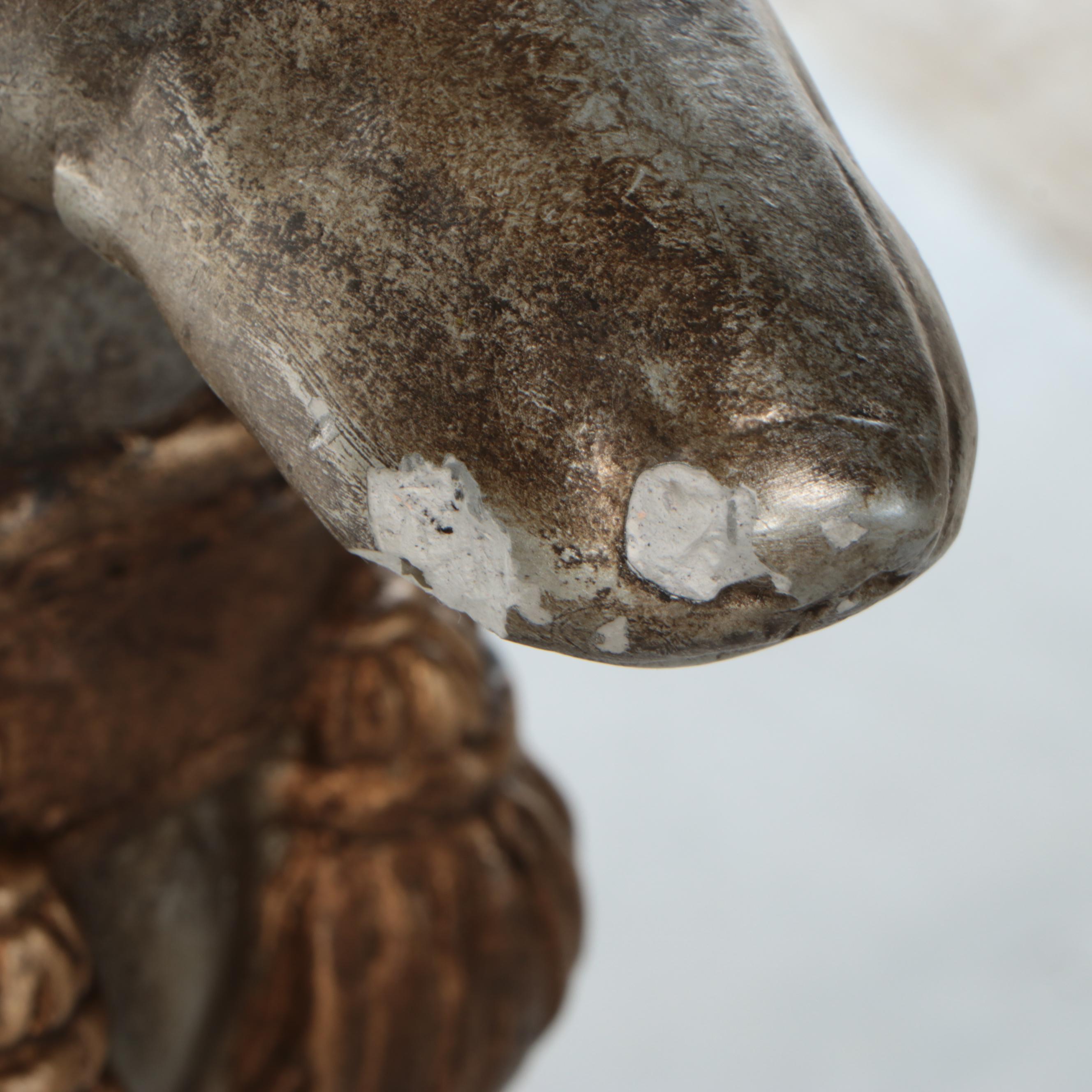 Sitting Whippet Silver Gilt and Bronzed Finish Cast Plaster Sculpture