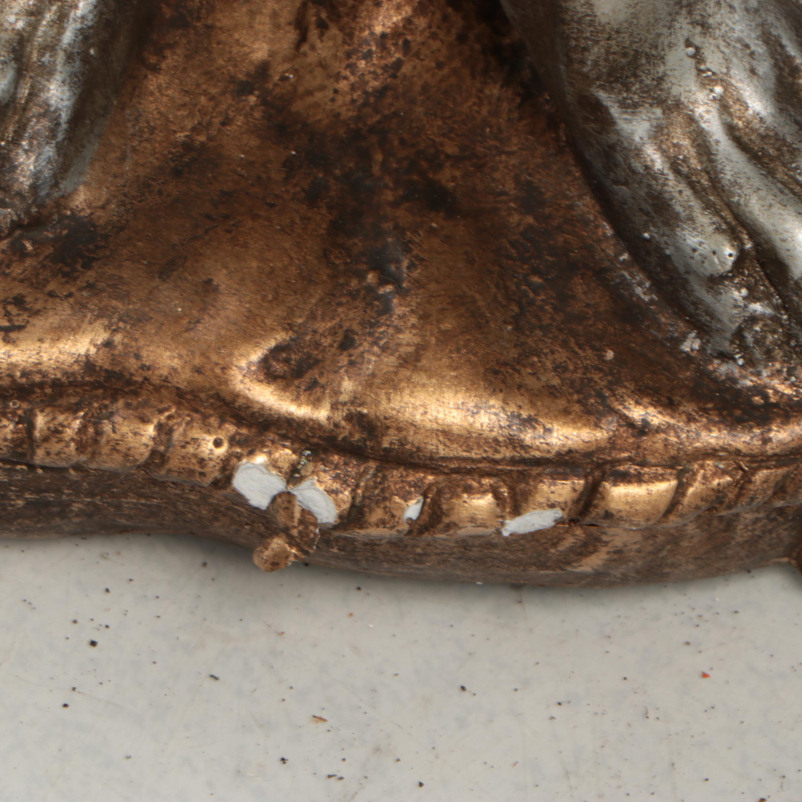 Sitting Whippet Silver Gilt and Bronzed Finish Cast Plaster Sculpture