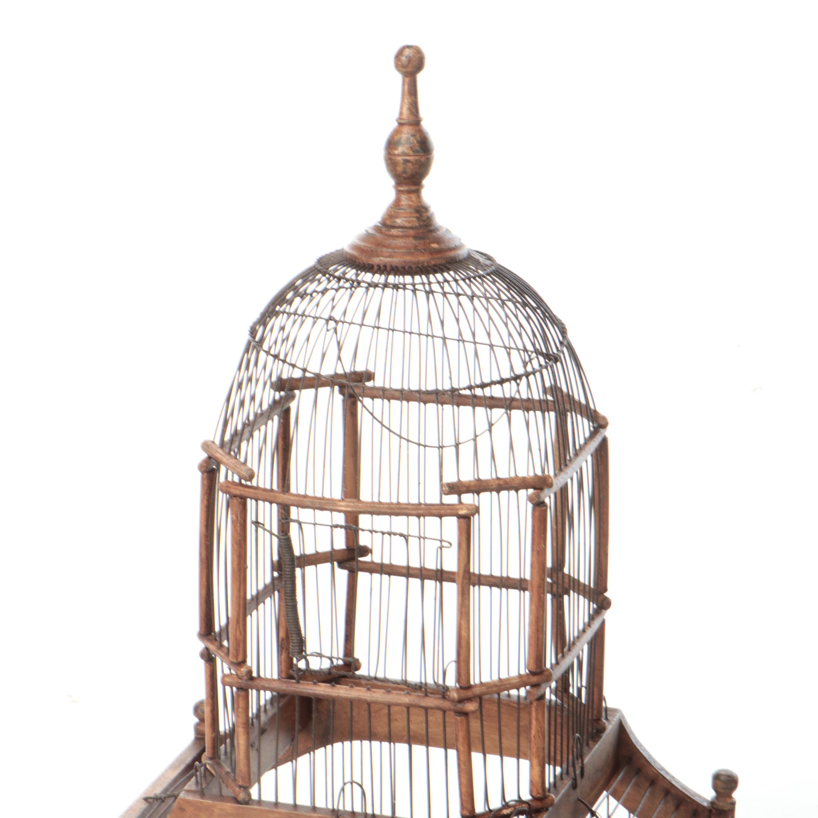 Victorian Wood and Metal Birdcage, Late 19th/Early 20th Century