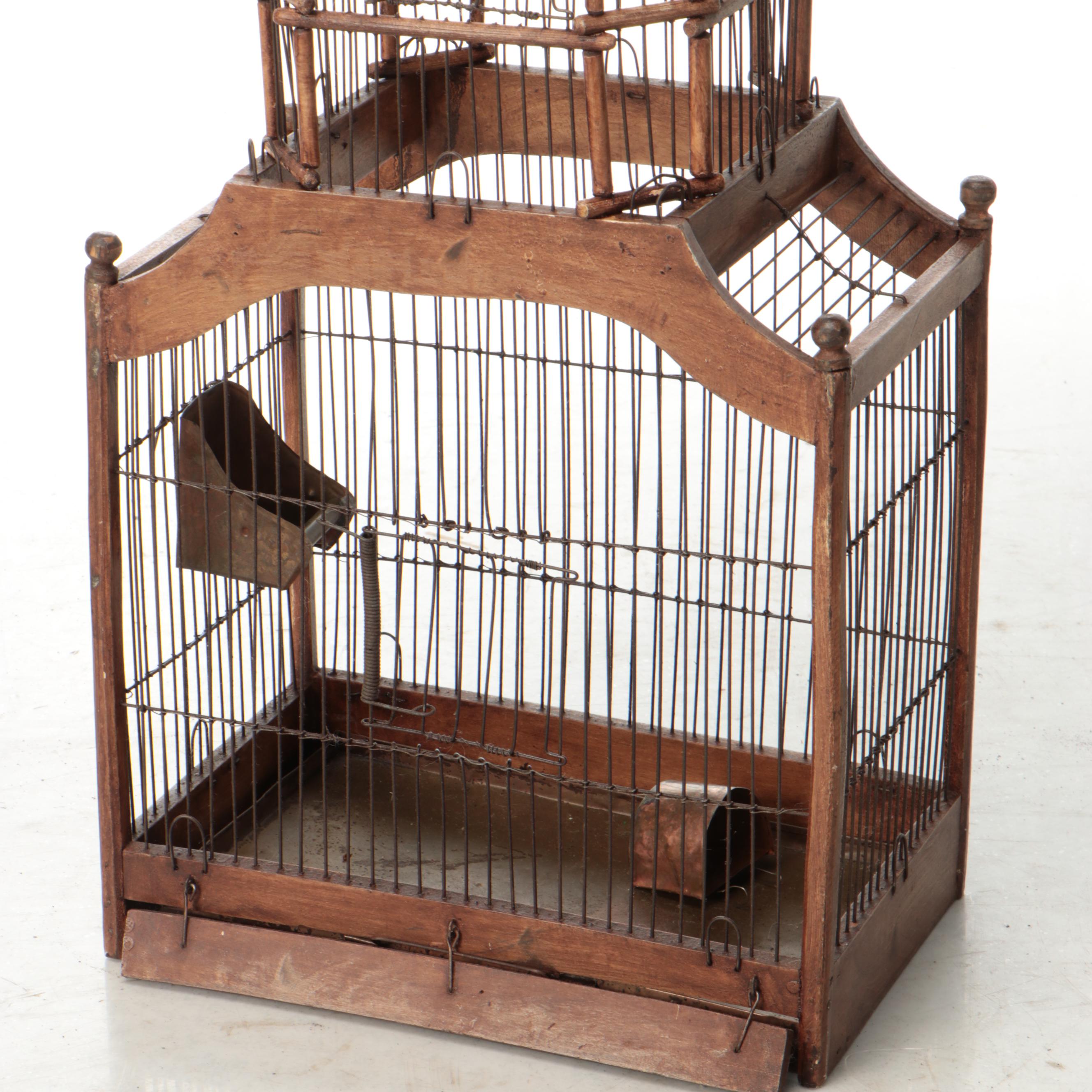 Victorian Wood and Metal Birdcage, Late 19th/Early 20th Century