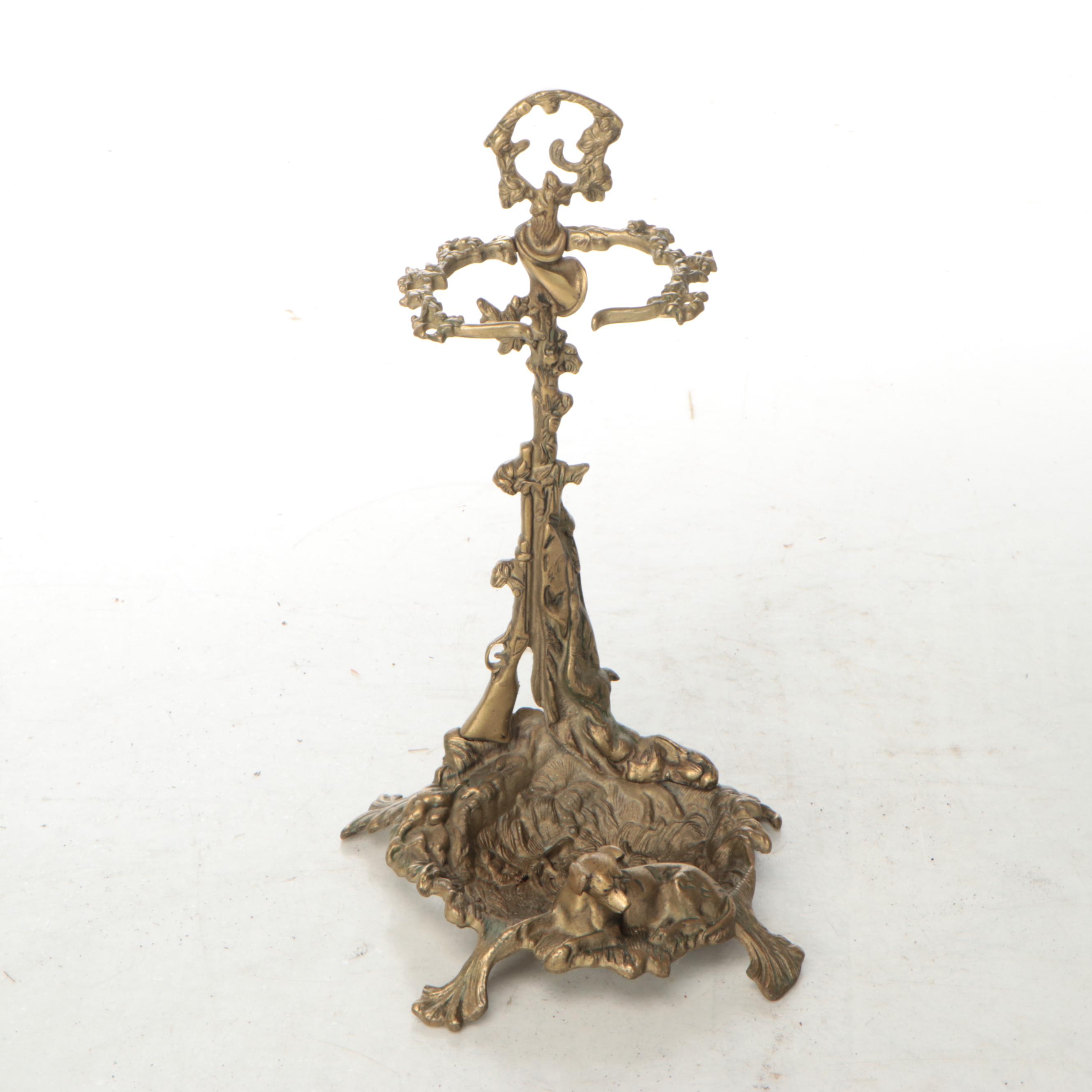 Art Nouveau Brass Finished Fireplace Tool Set