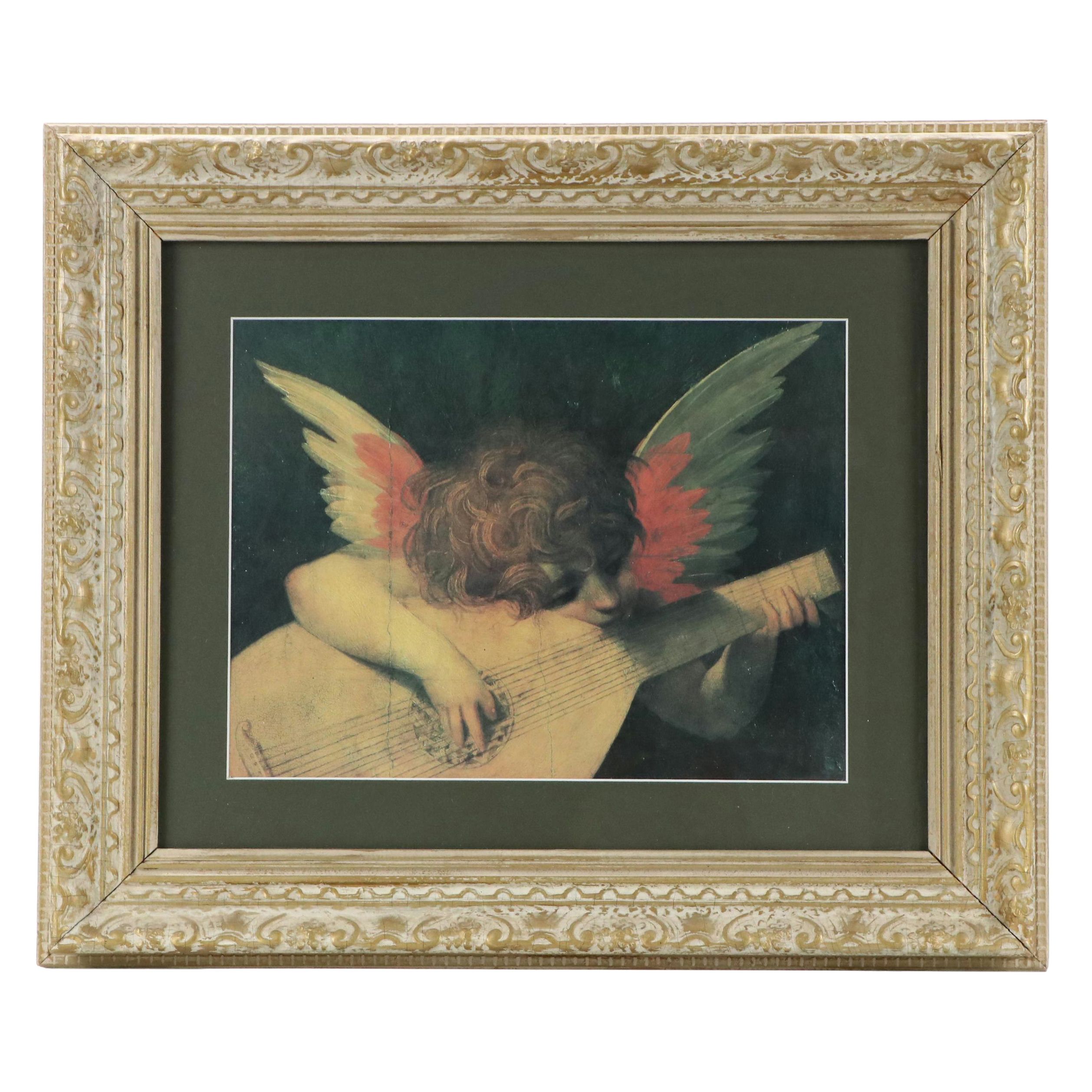 After Rosso Fiorentino Offset Lithograph "Cherub Playing a Lute"