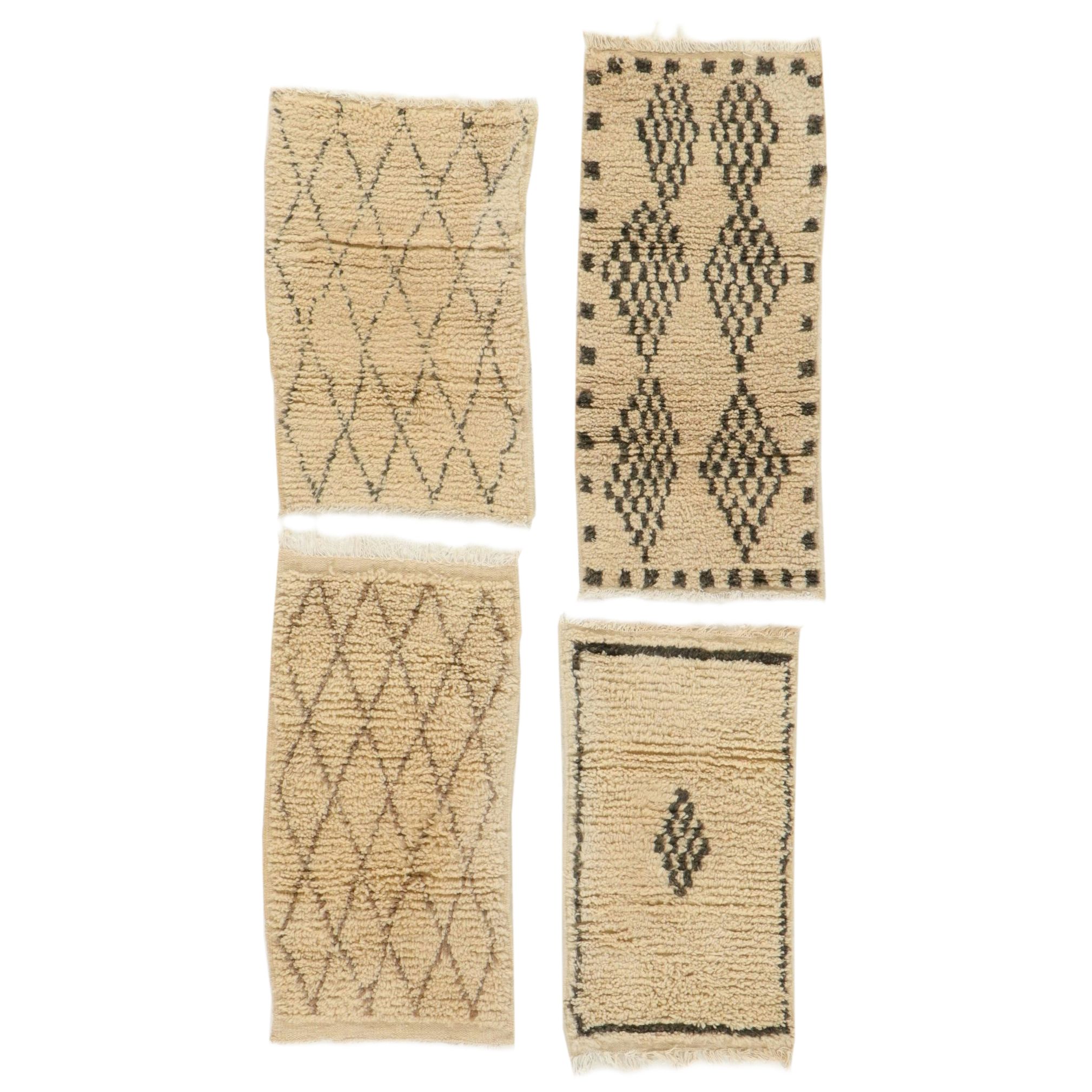 Four Hand-Knotted Moroccan Berber Accent Rugs