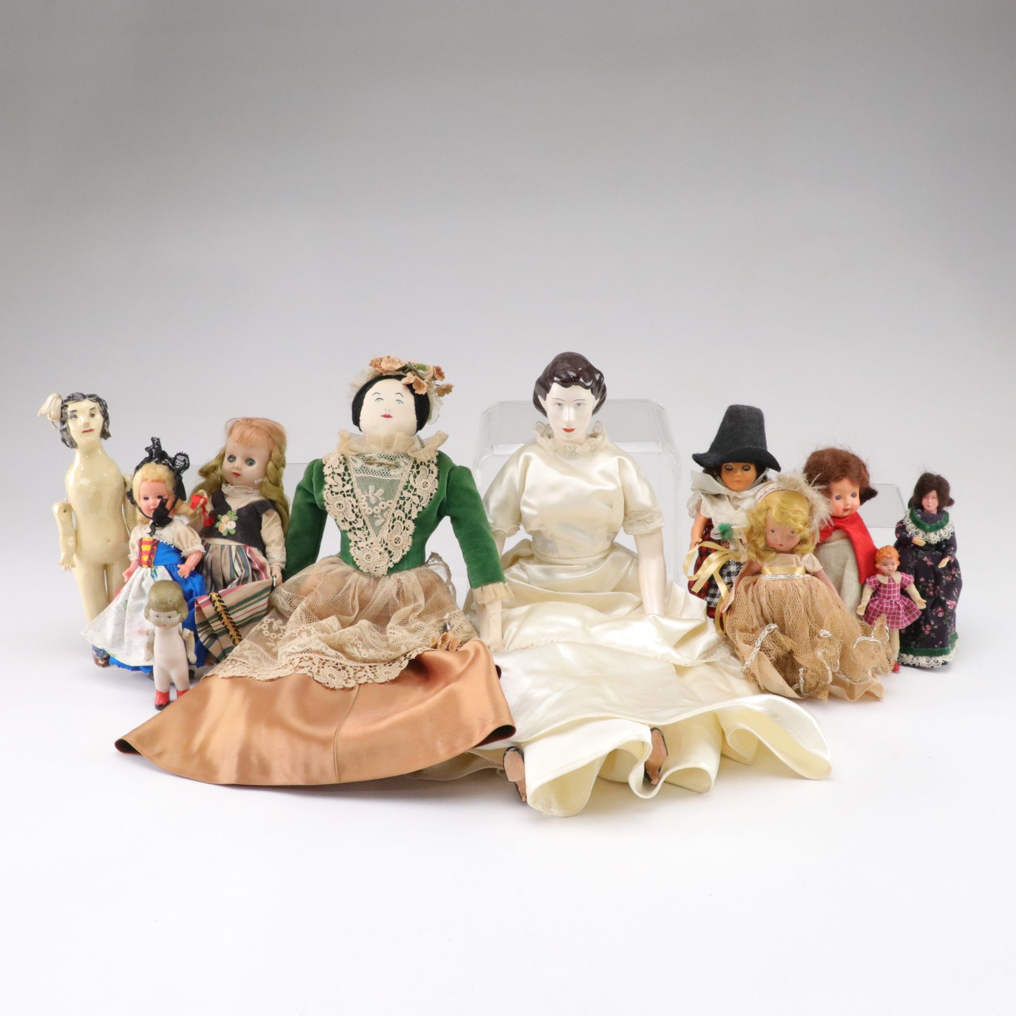 Hand-Crafted China Head & Rag Dolls with Contemporary Dolls