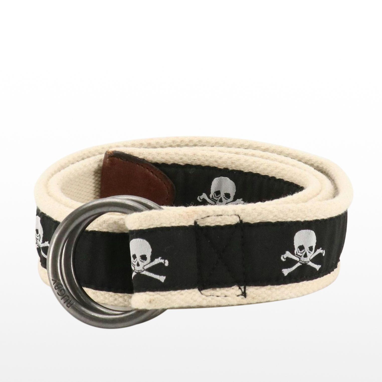 Rugby Ralph Lauren Skull and Bones Belt in Black & White Canvas
