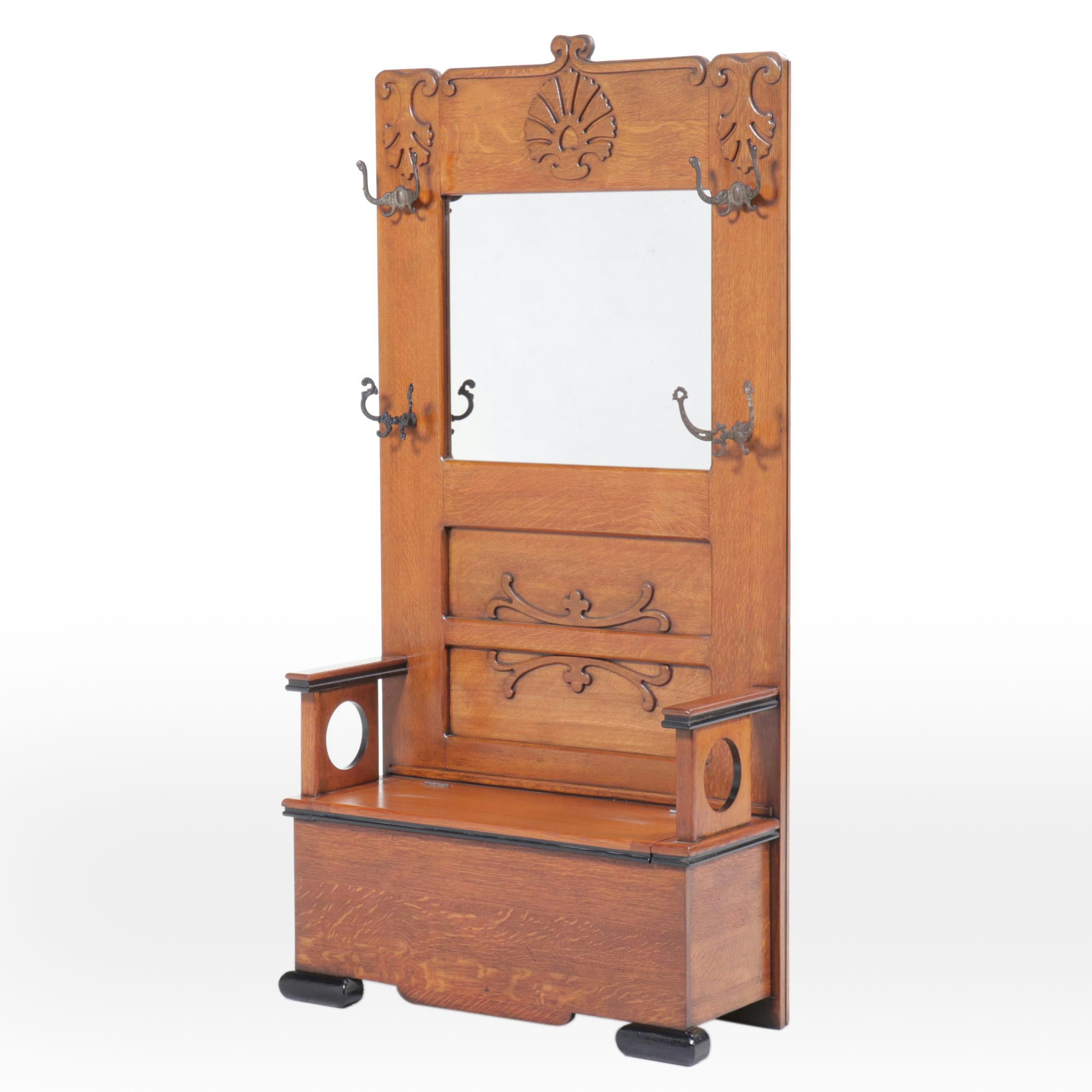 Art Deco Style Oak Hall Tree