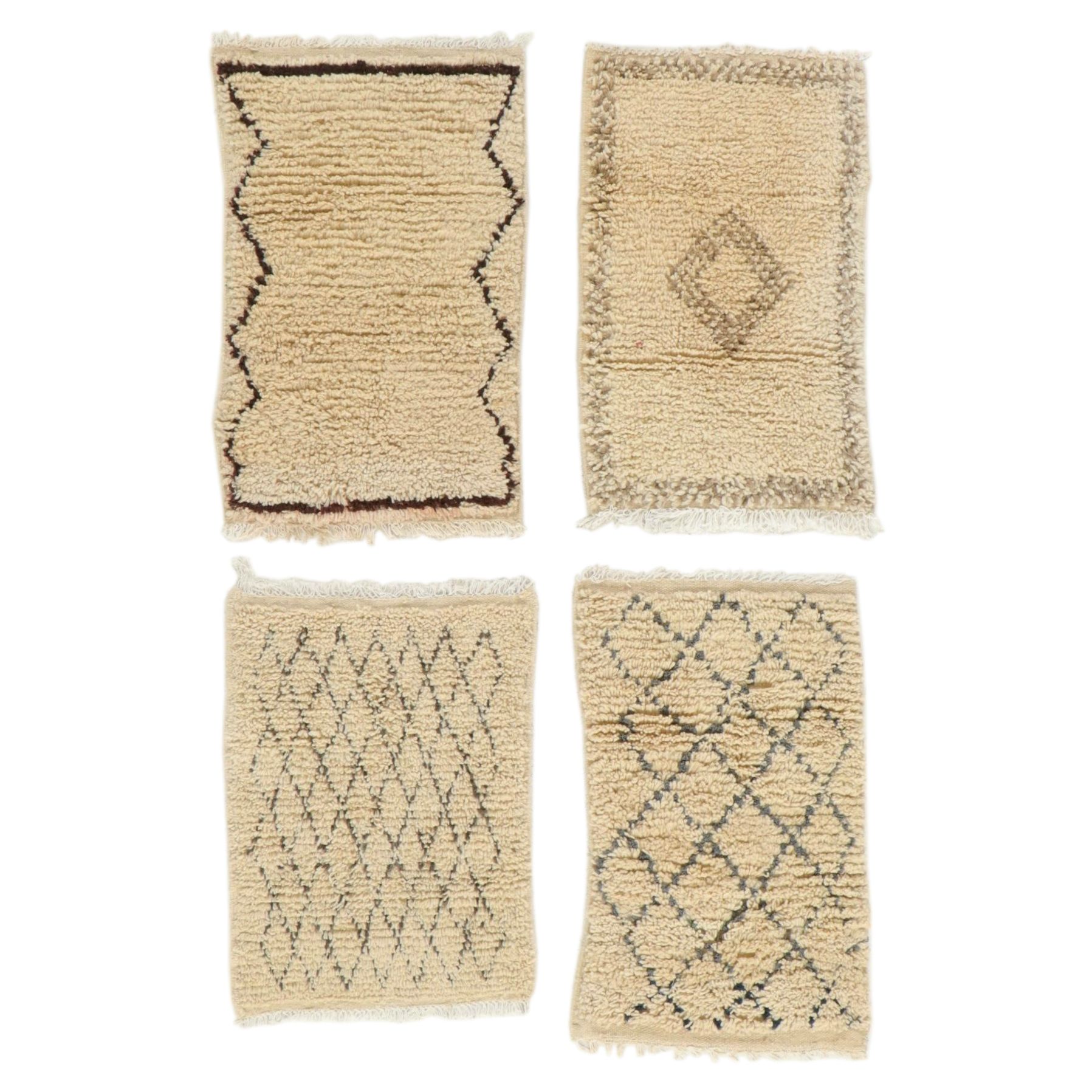Four Hand-Knotted Moroccan Berber Accent Rugs