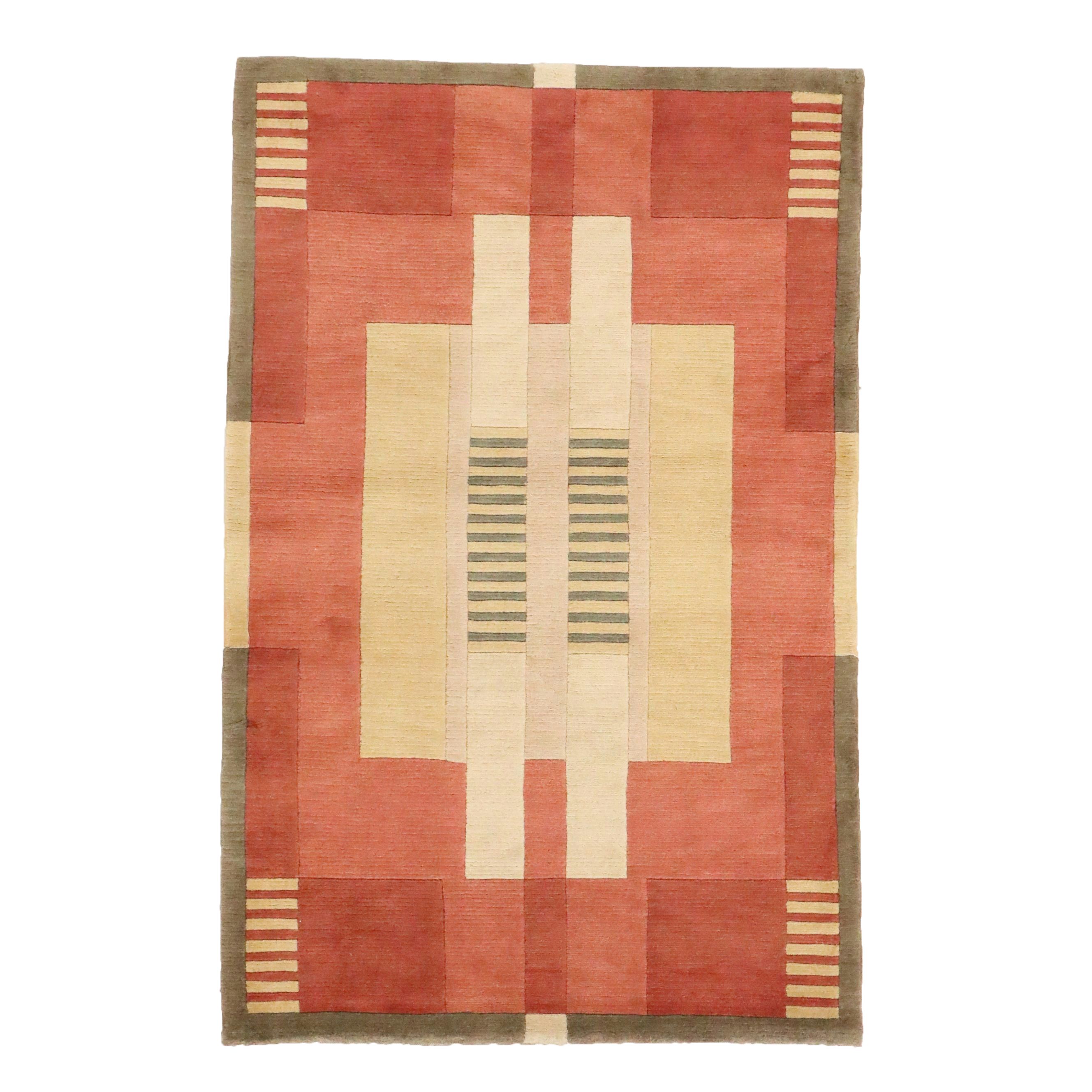 3'6 x 5'4 Hand-Knotted Nepalese Contemporary Area Rug
