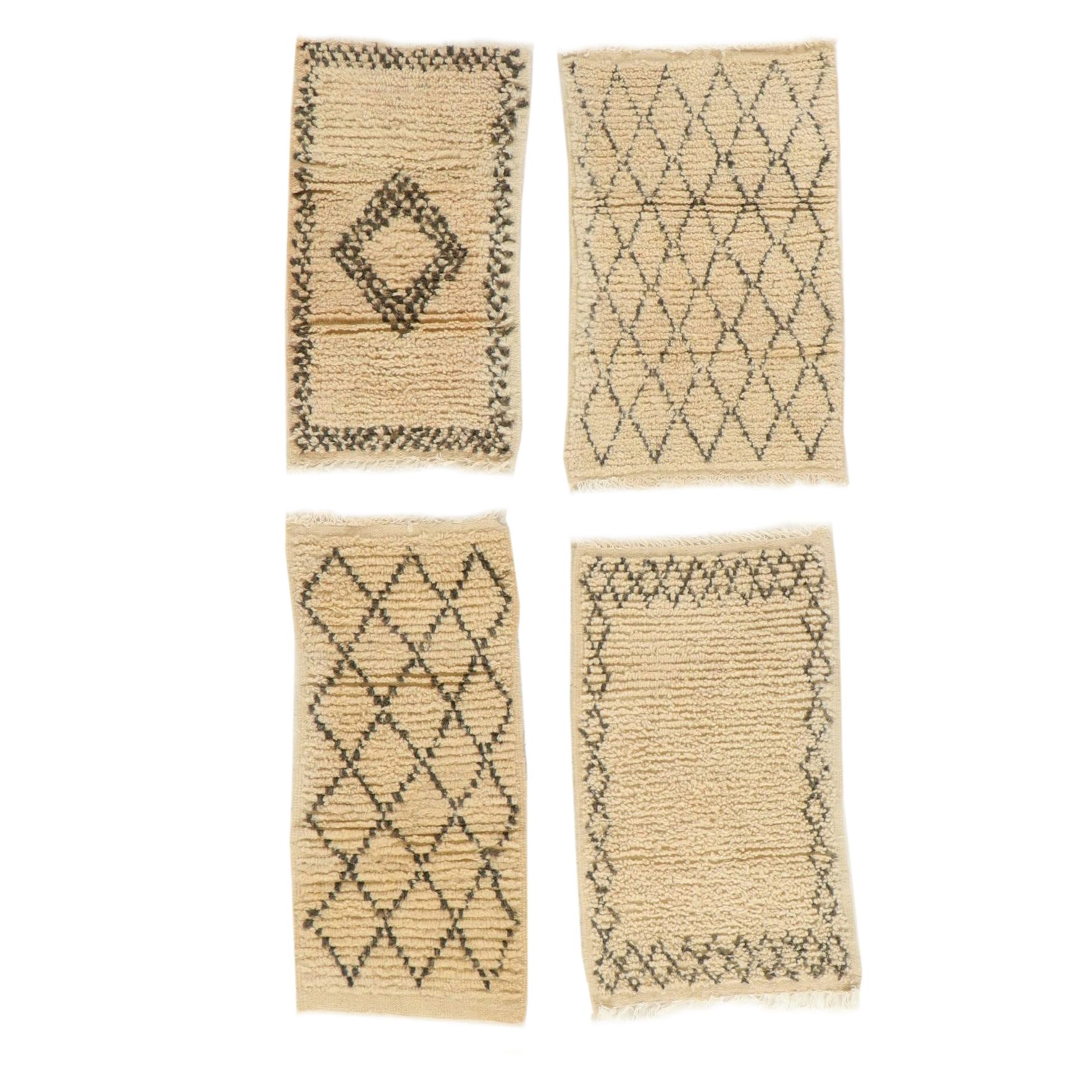 Four Hand-Knotted Moroccan Berber Accent Rugs