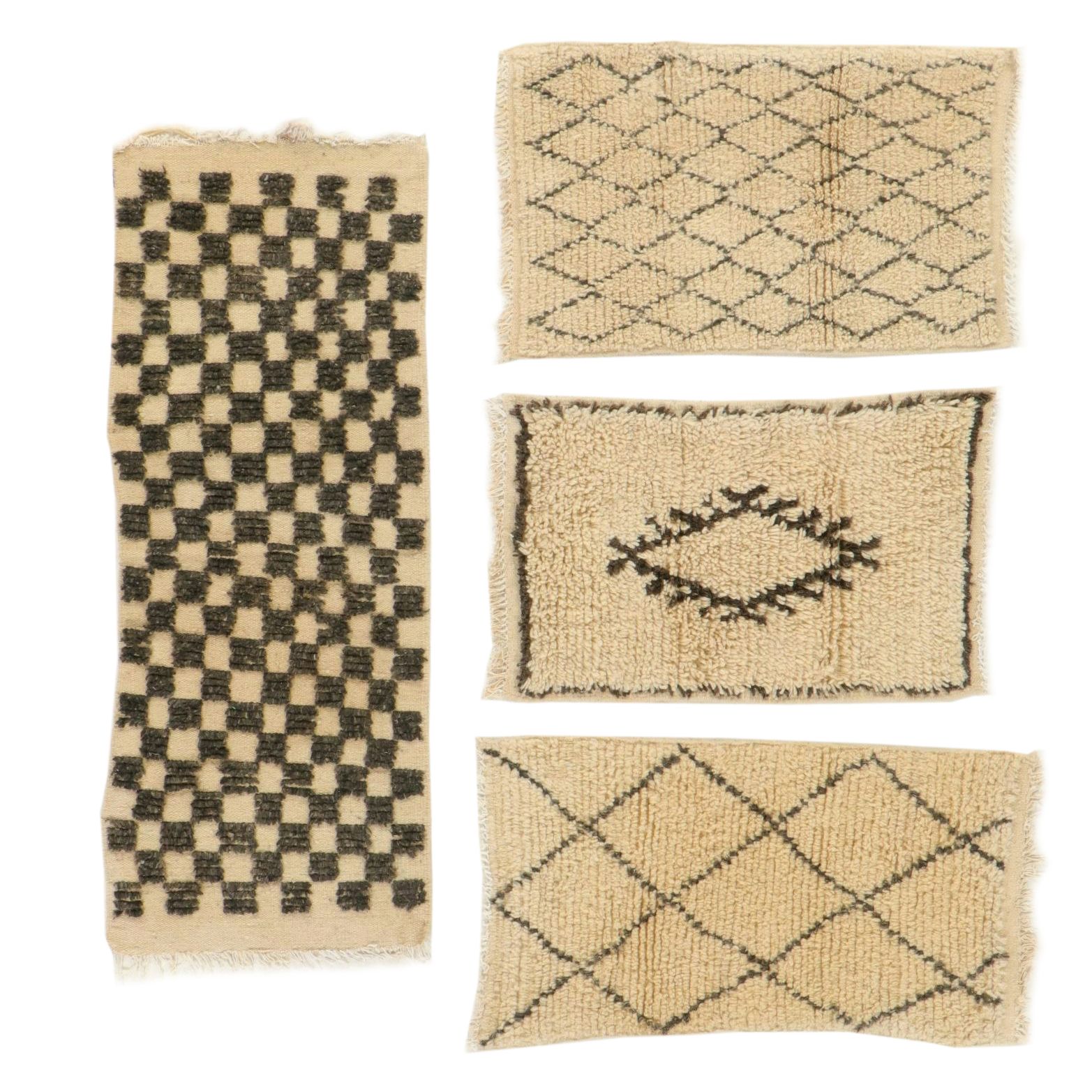 Four Hand-Knotted Moroccan Berber Accent Rugs