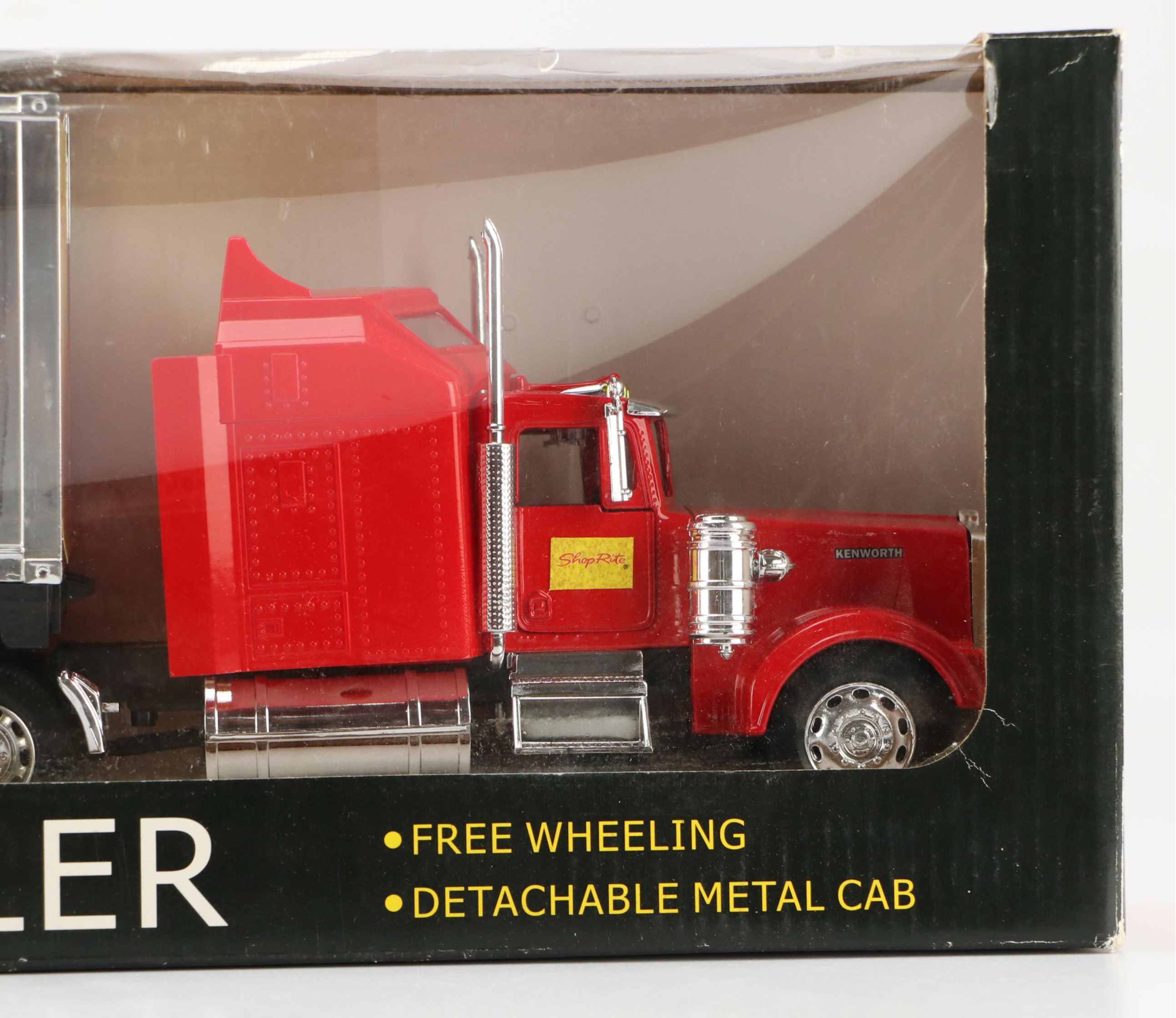 Shop Rite, Exxon, and Oakland Raiders Toy Semi Trucks and Bus