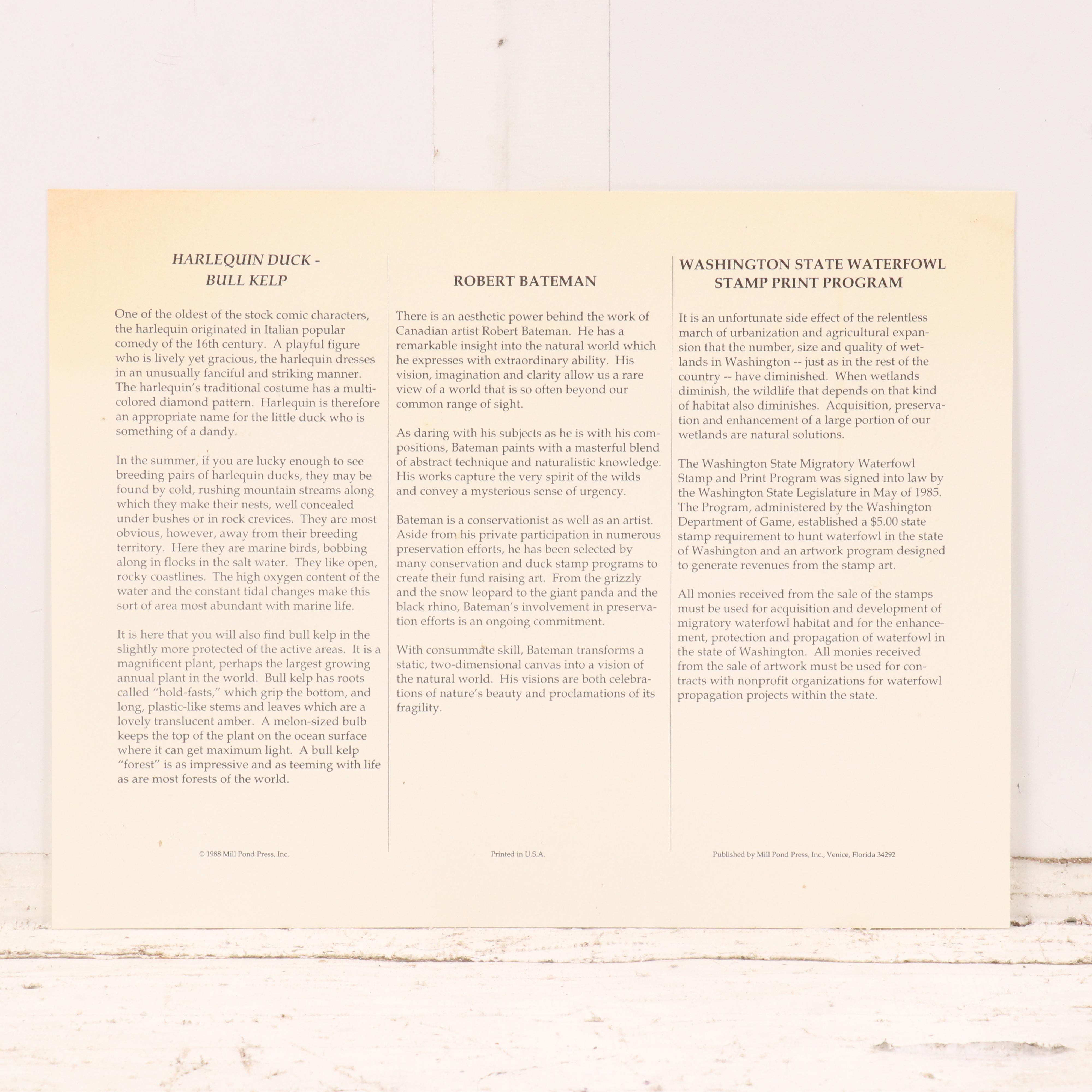 Set of Waterfowl Stamps, Including Washington Migratory Waterfowl, 1988