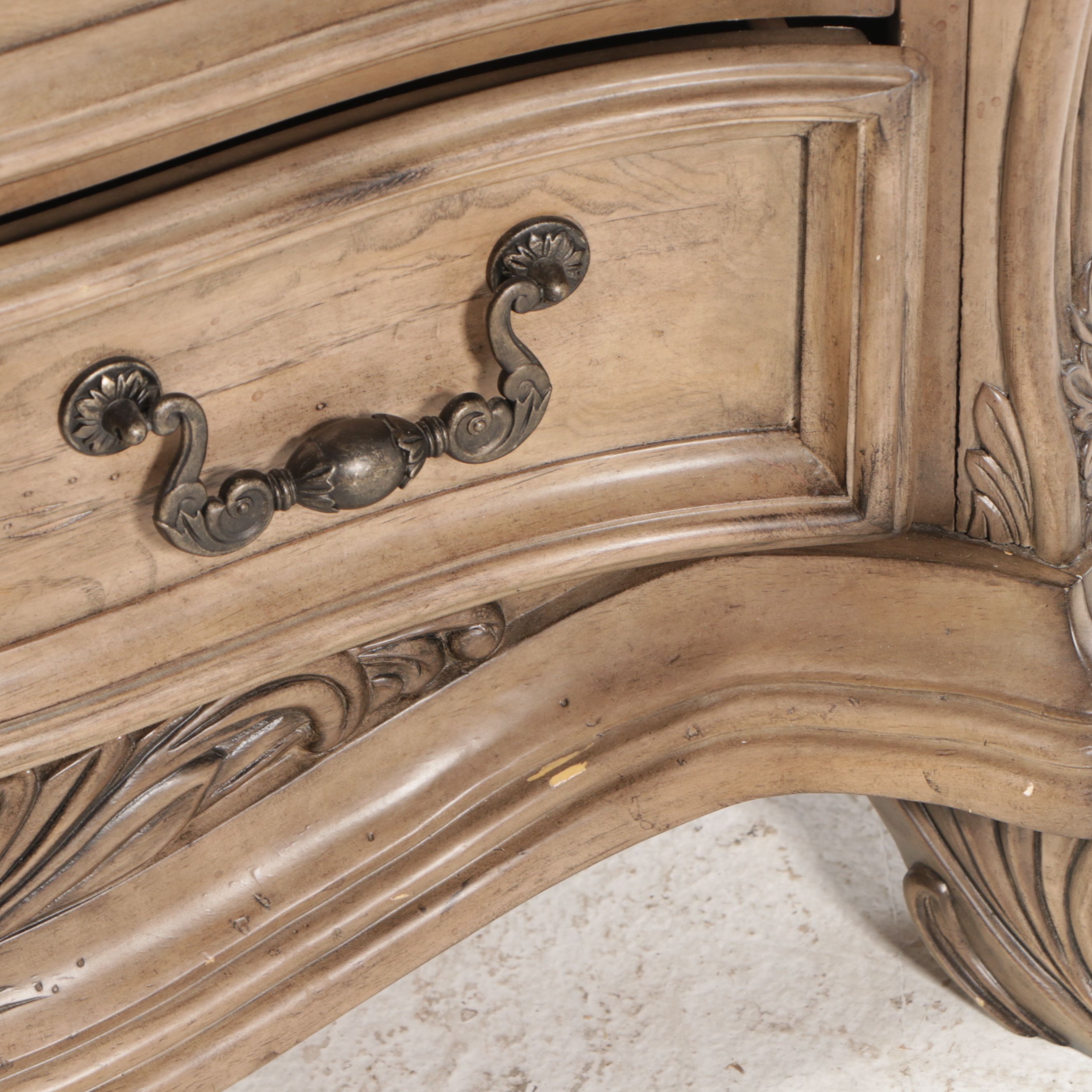 Pair of Michael Amini "Villa di Como" Marble Top Painted Wood Bachelor's Chests