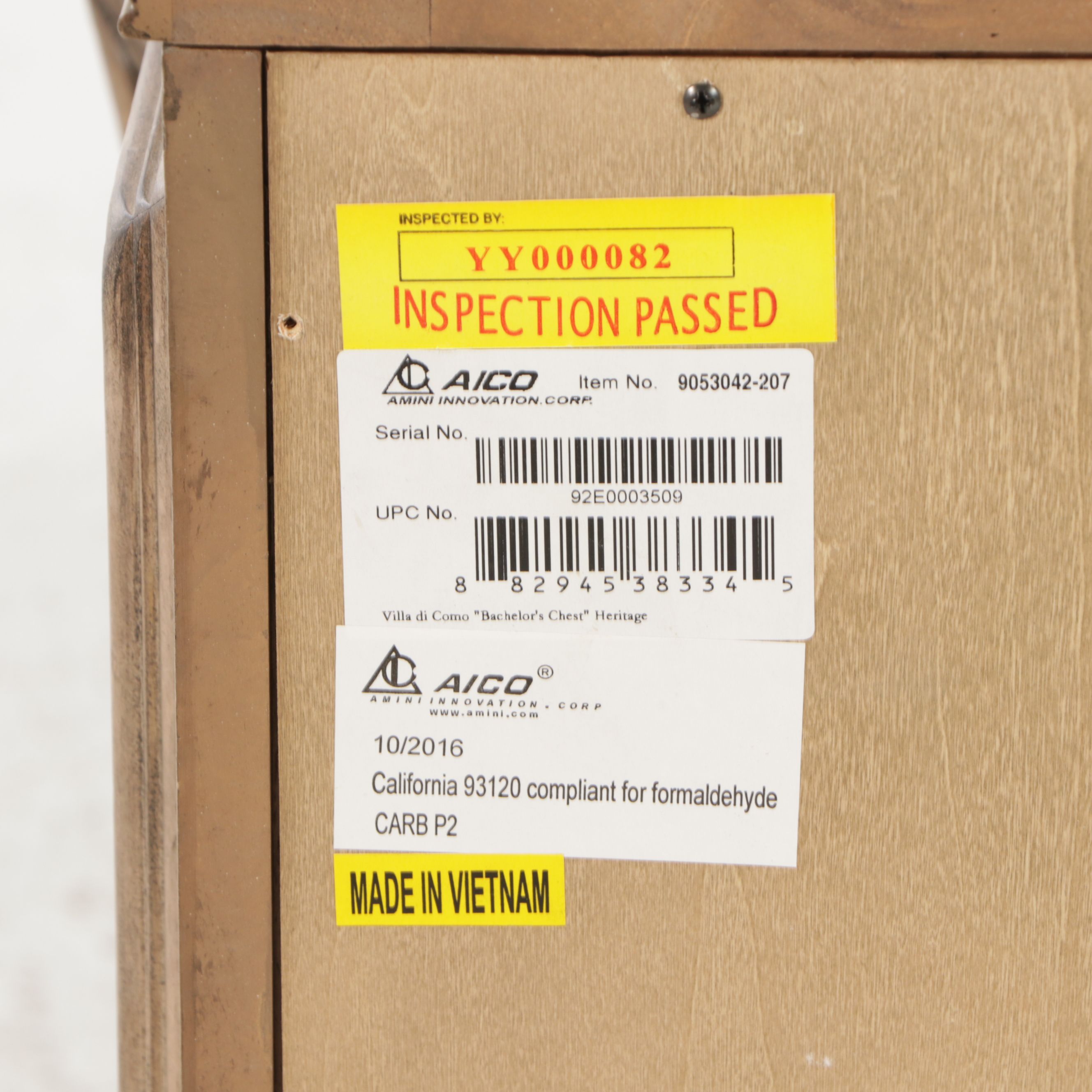 Pair of Michael Amini "Villa di Como" Marble Top Painted Wood Bachelor's Chests