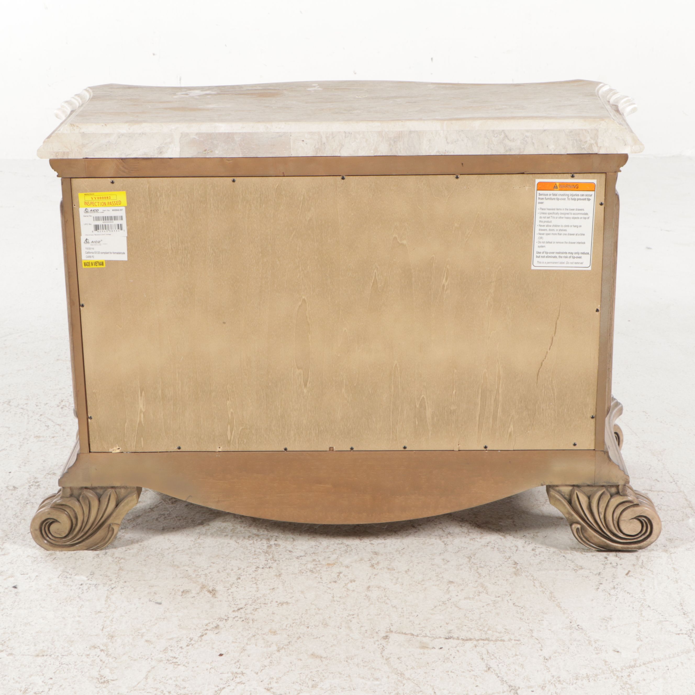 Pair of Michael Amini "Villa di Como" Marble Top Painted Wood Bachelor's Chests