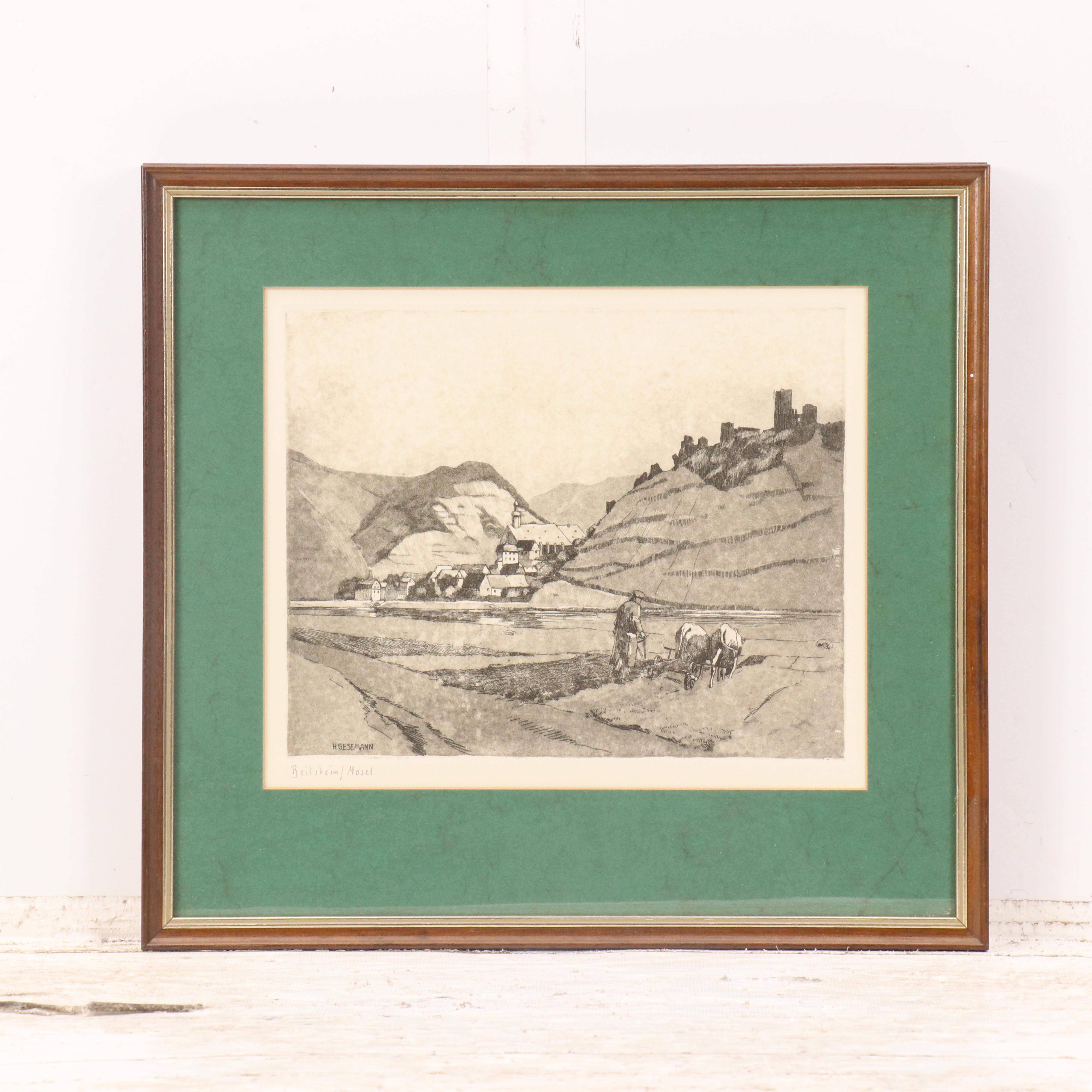 Aquatint Etchings After Heinrich Gesemann of Beilstein and Starkenburn