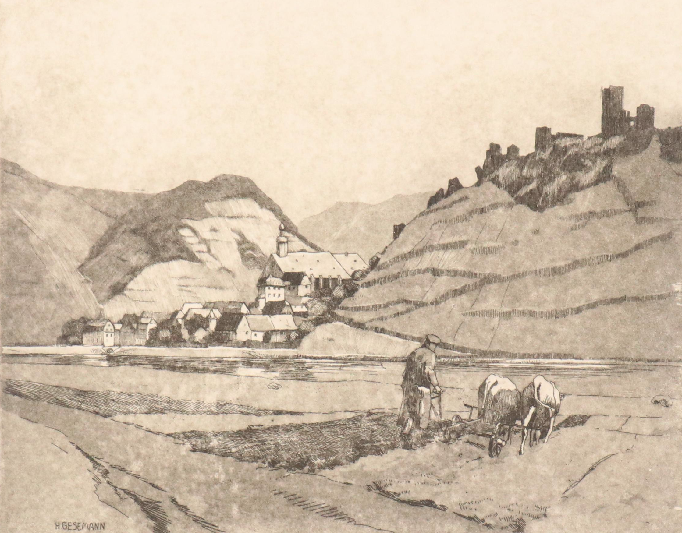 Aquatint Etchings After Heinrich Gesemann of Beilstein and Starkenburn