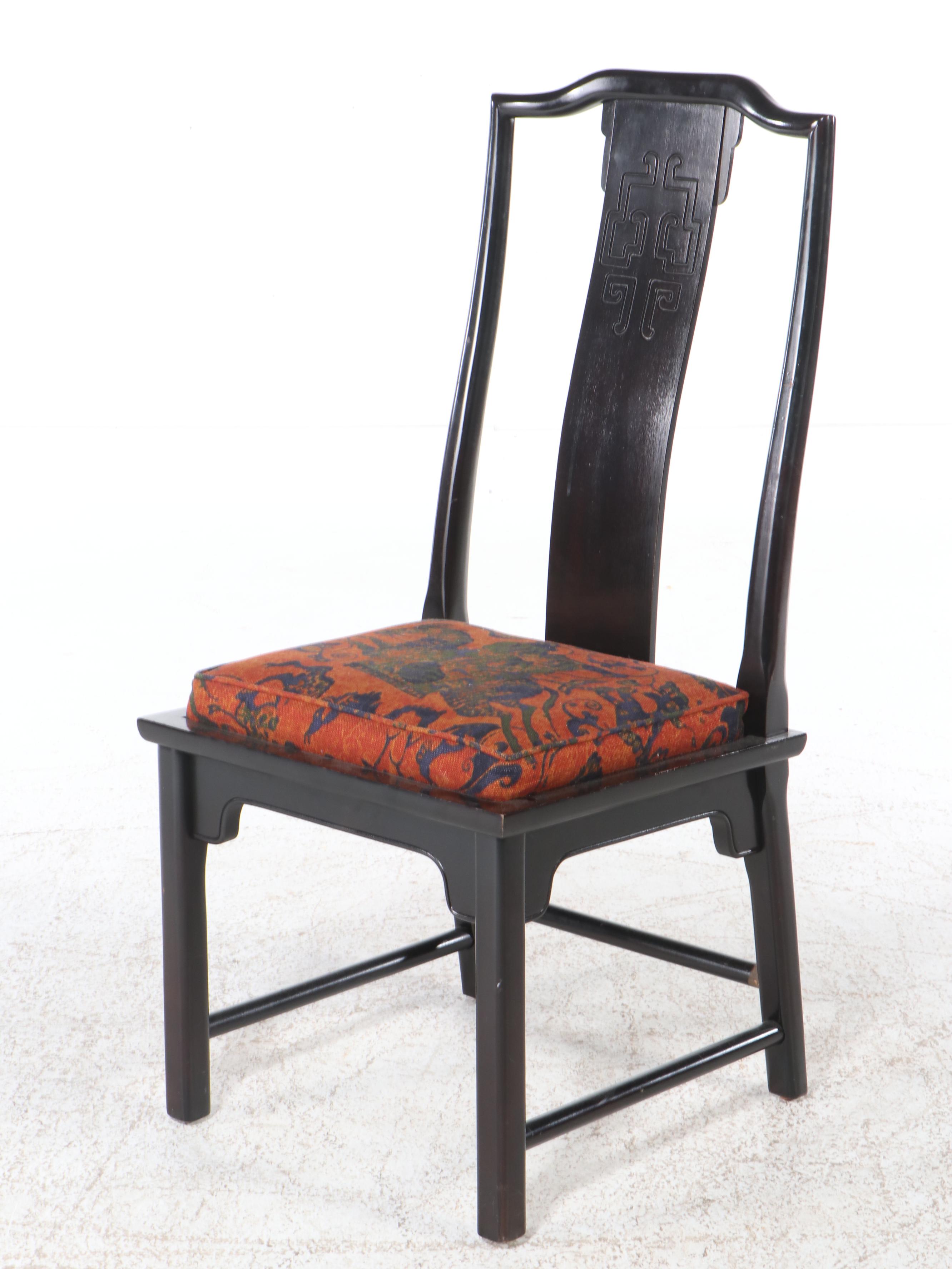 Set of Four Century Furniture Chinese Style Ebonized Wood Dining Chairs