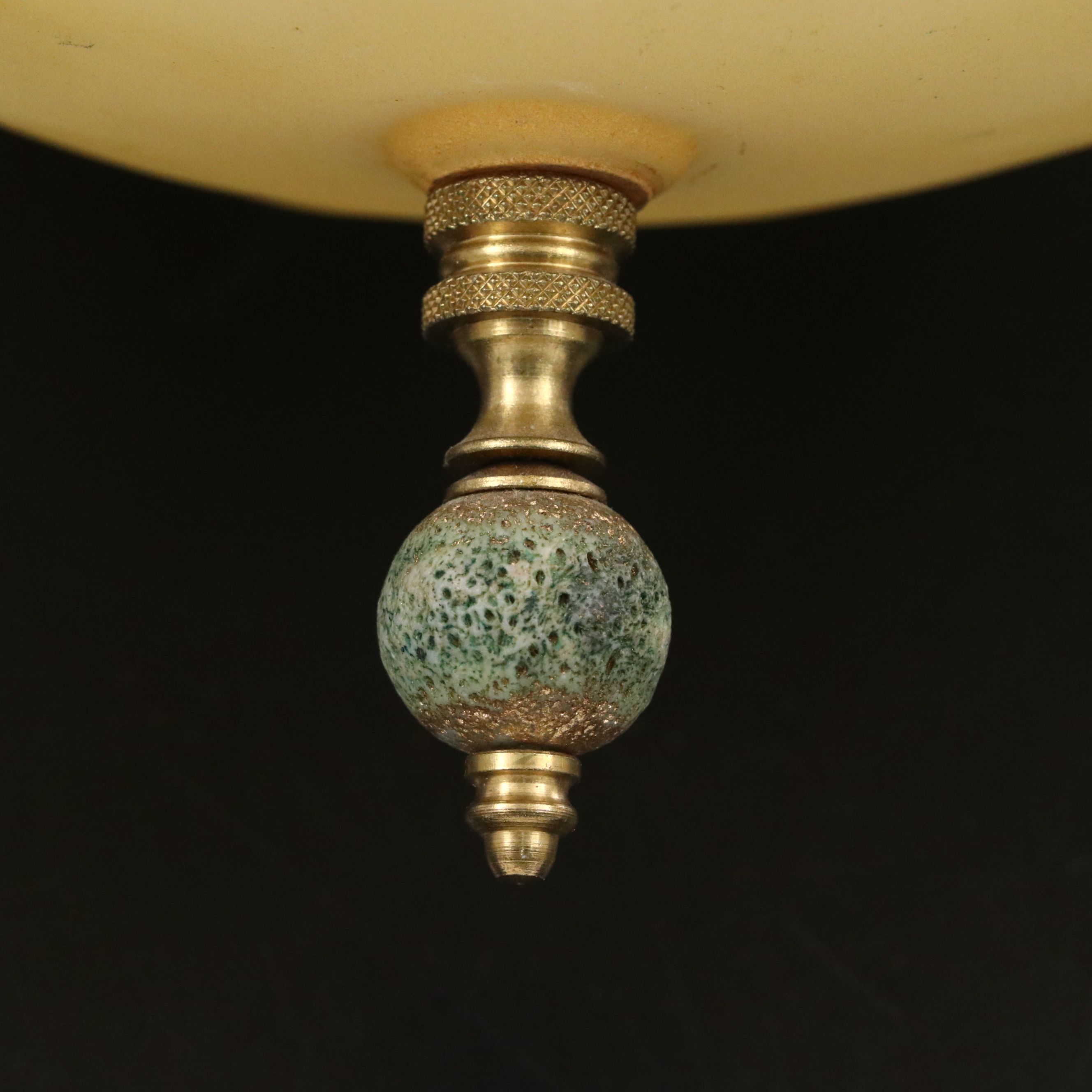 Hand-Painted Metal and Glass Ceiling Light, Early 20th Century