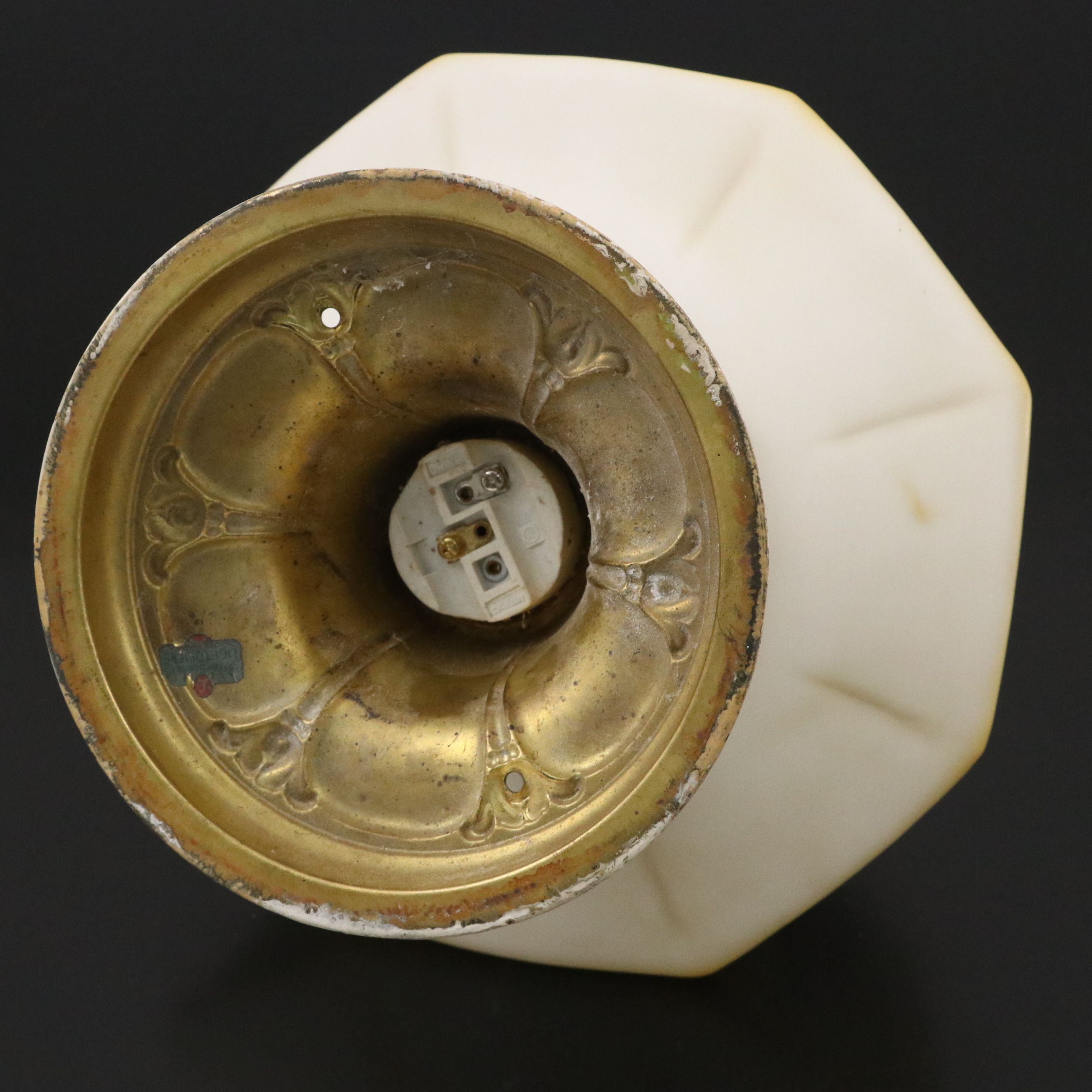 Hand-Painted Metal and Glass Ceiling Light, Early 20th Century