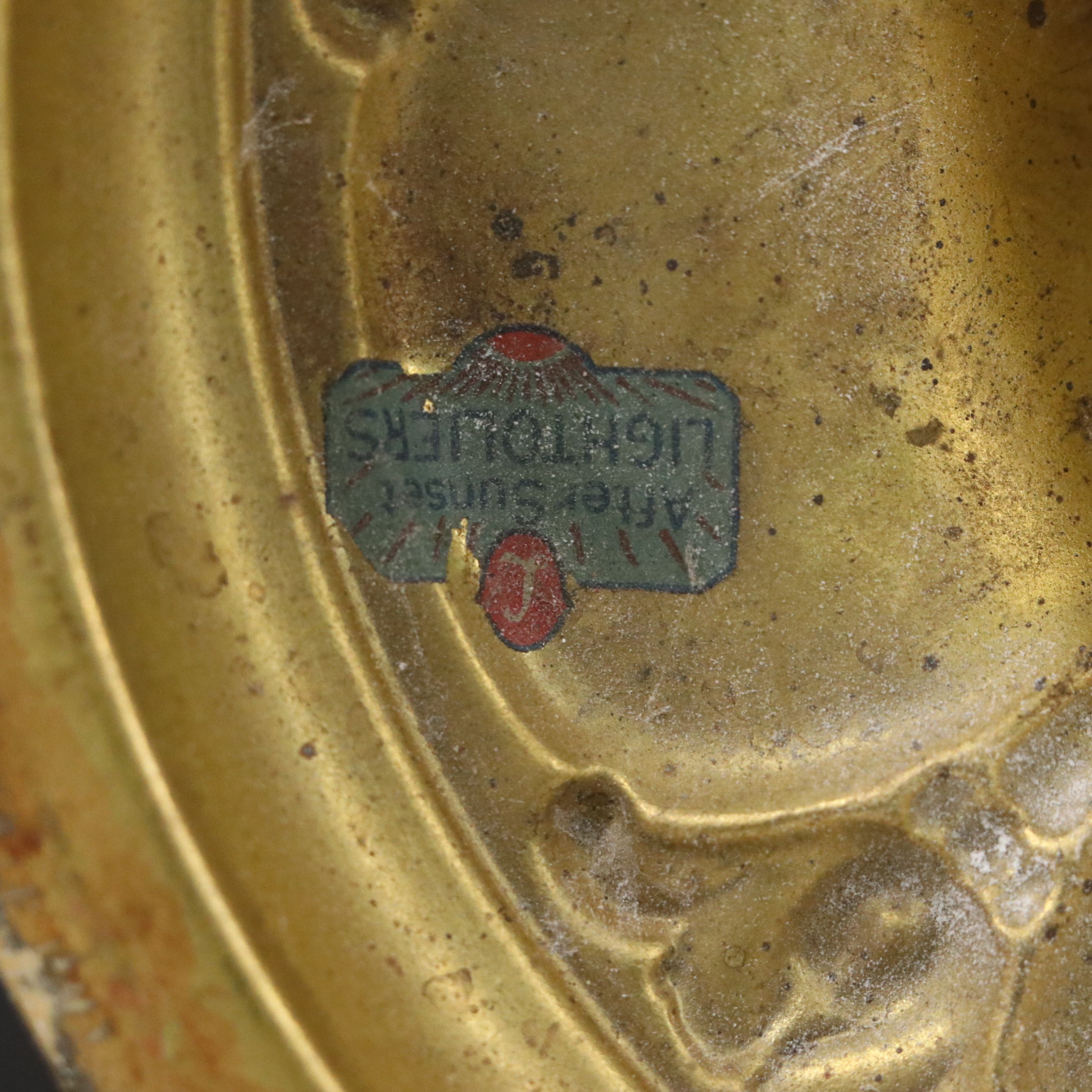 Hand-Painted Metal and Glass Ceiling Light, Early 20th Century