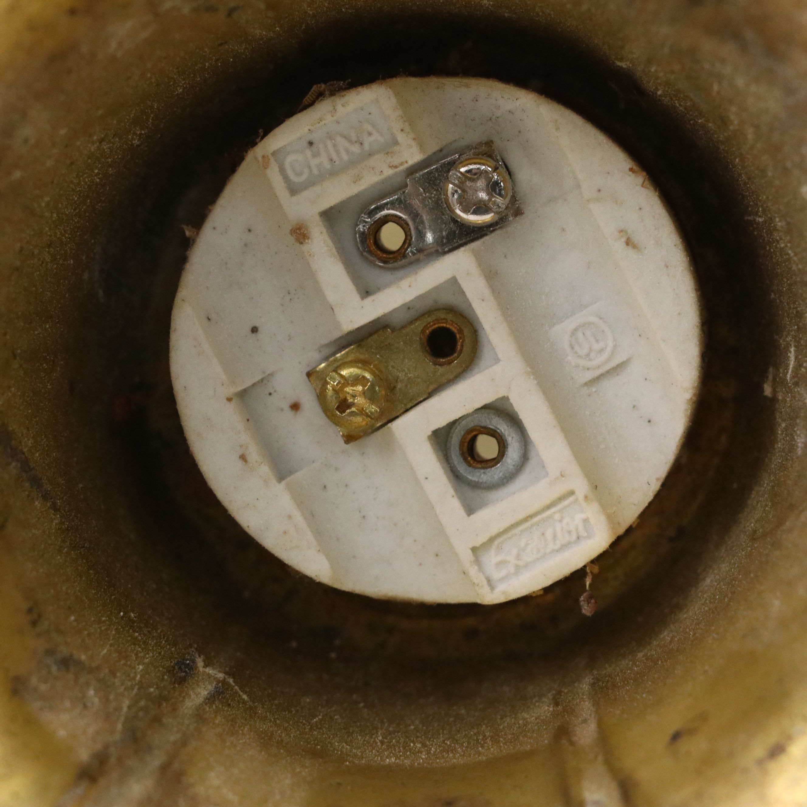 Hand-Painted Metal and Glass Ceiling Light, Early 20th Century