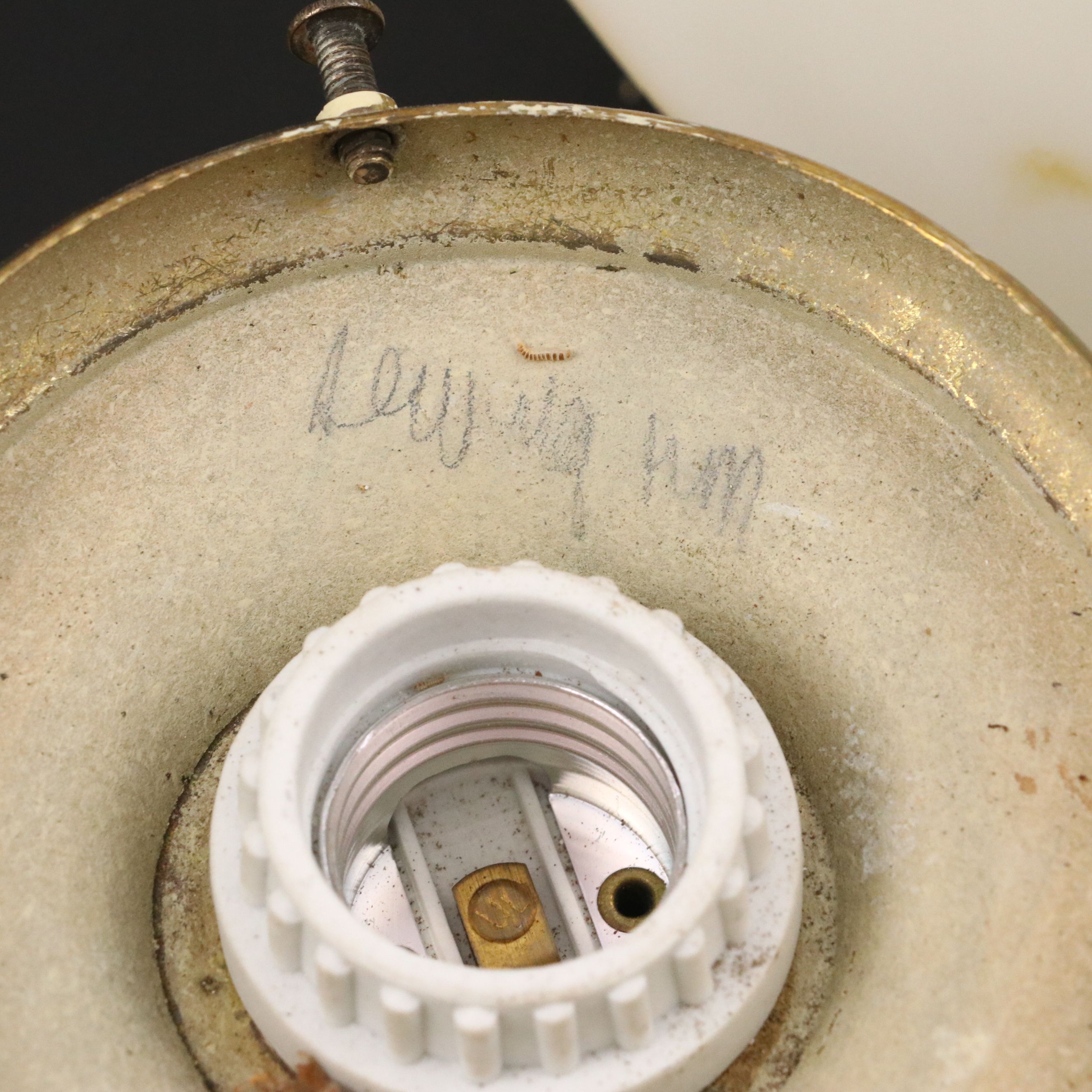 Hand-Painted Metal and Glass Ceiling Light, Early 20th Century