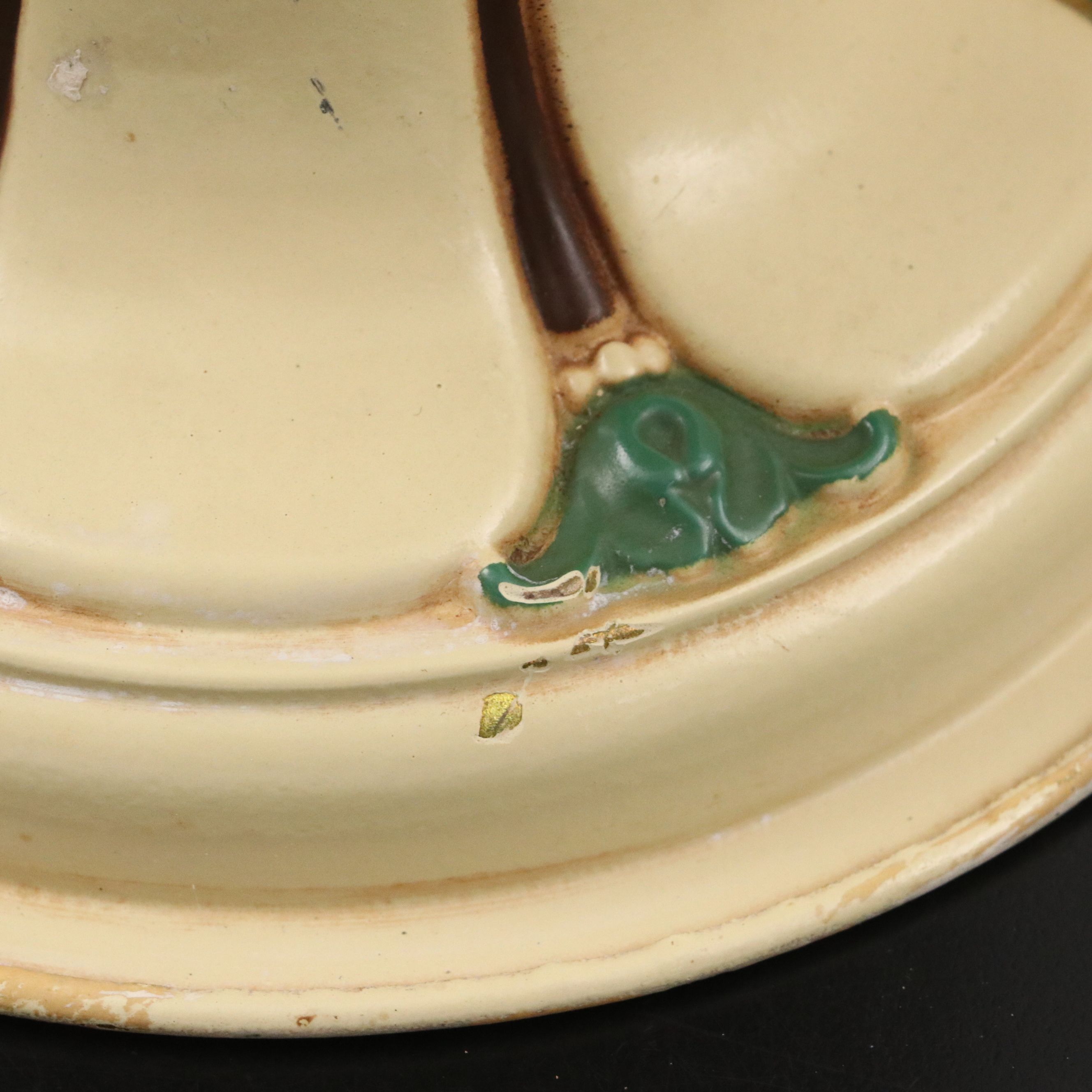 Hand-Painted Metal and Glass Ceiling Light, Early 20th Century