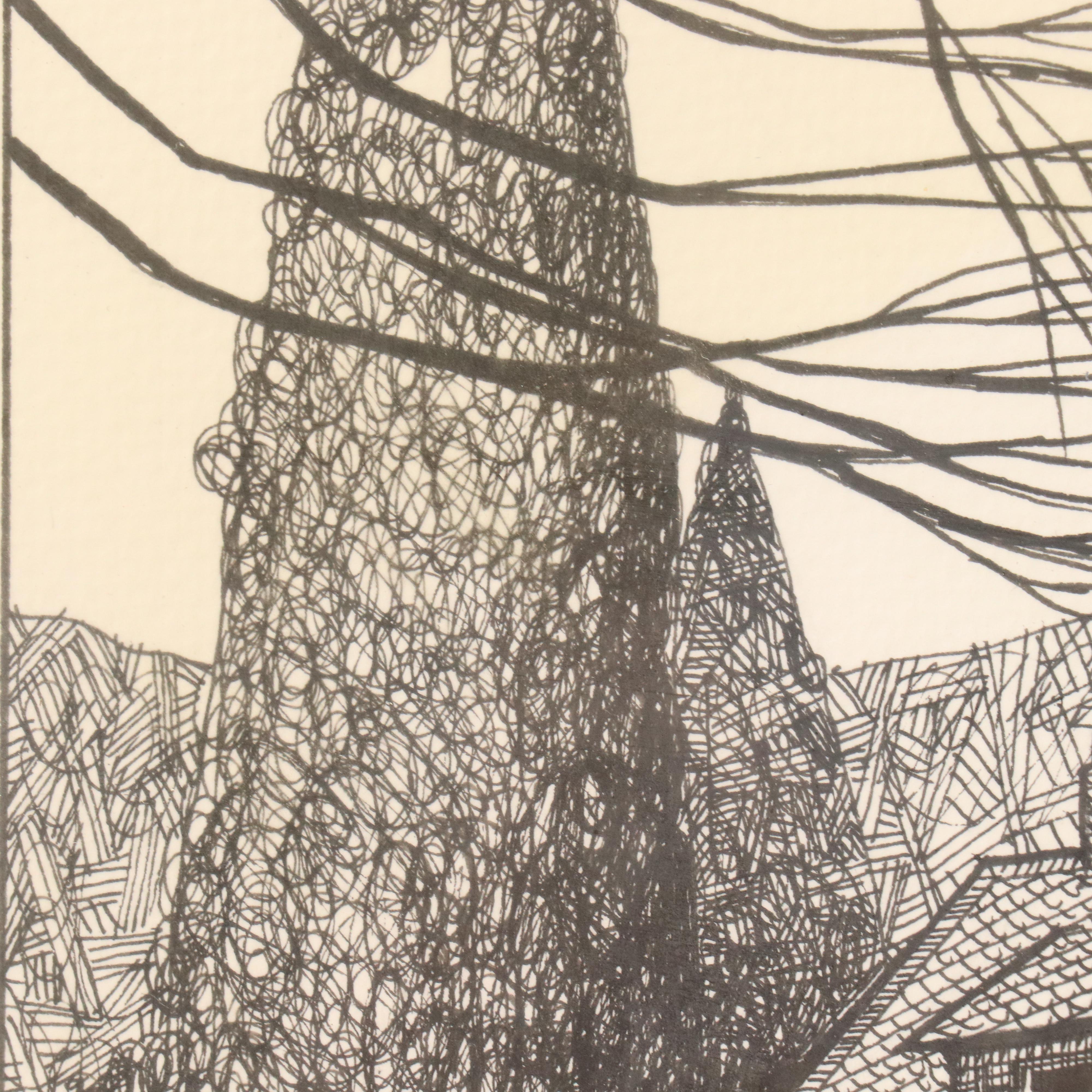 Eduard Langham Architectural Pen and Ink Drawings, Late 20th Century