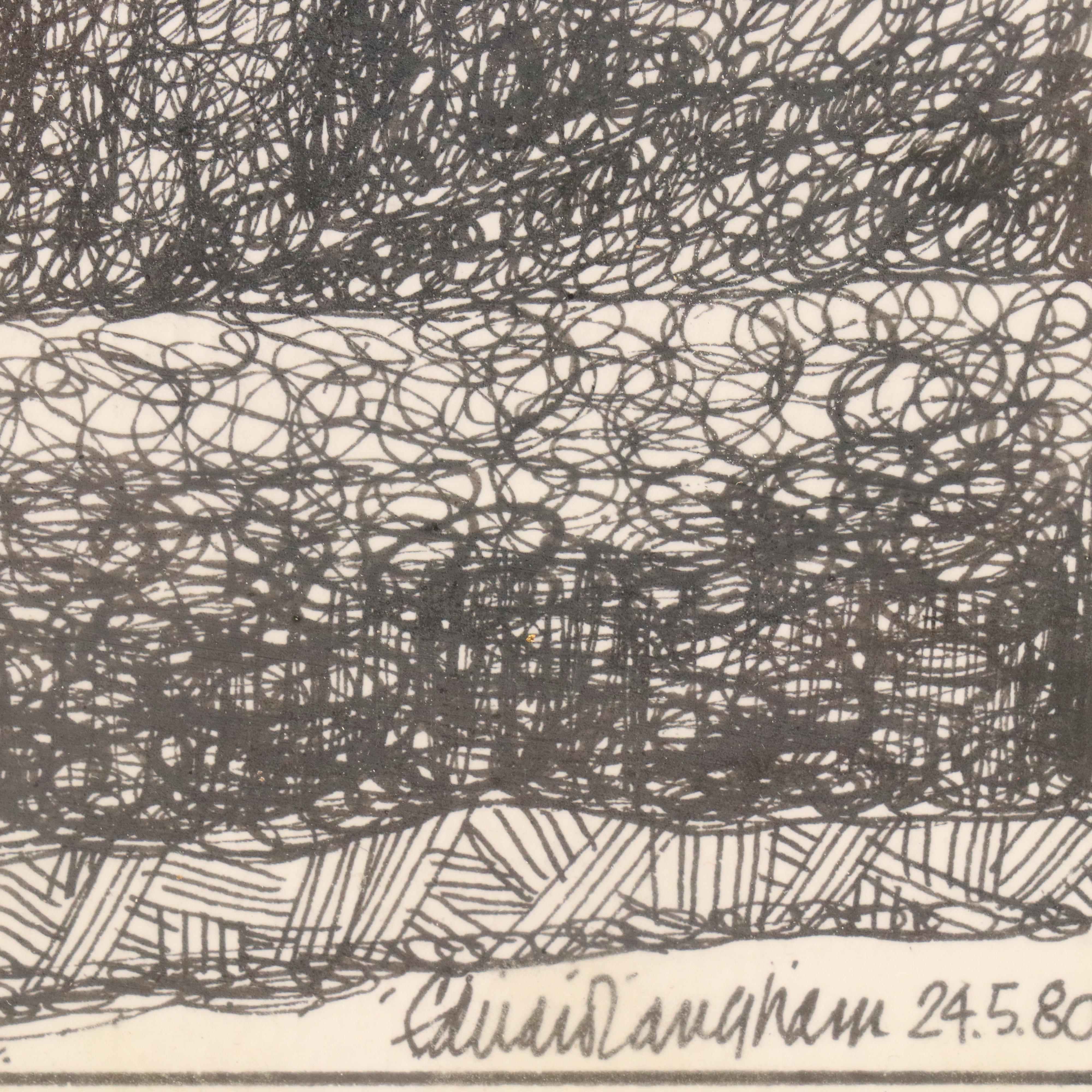 Eduard Langham Architectural Pen and Ink Drawings, Late 20th Century