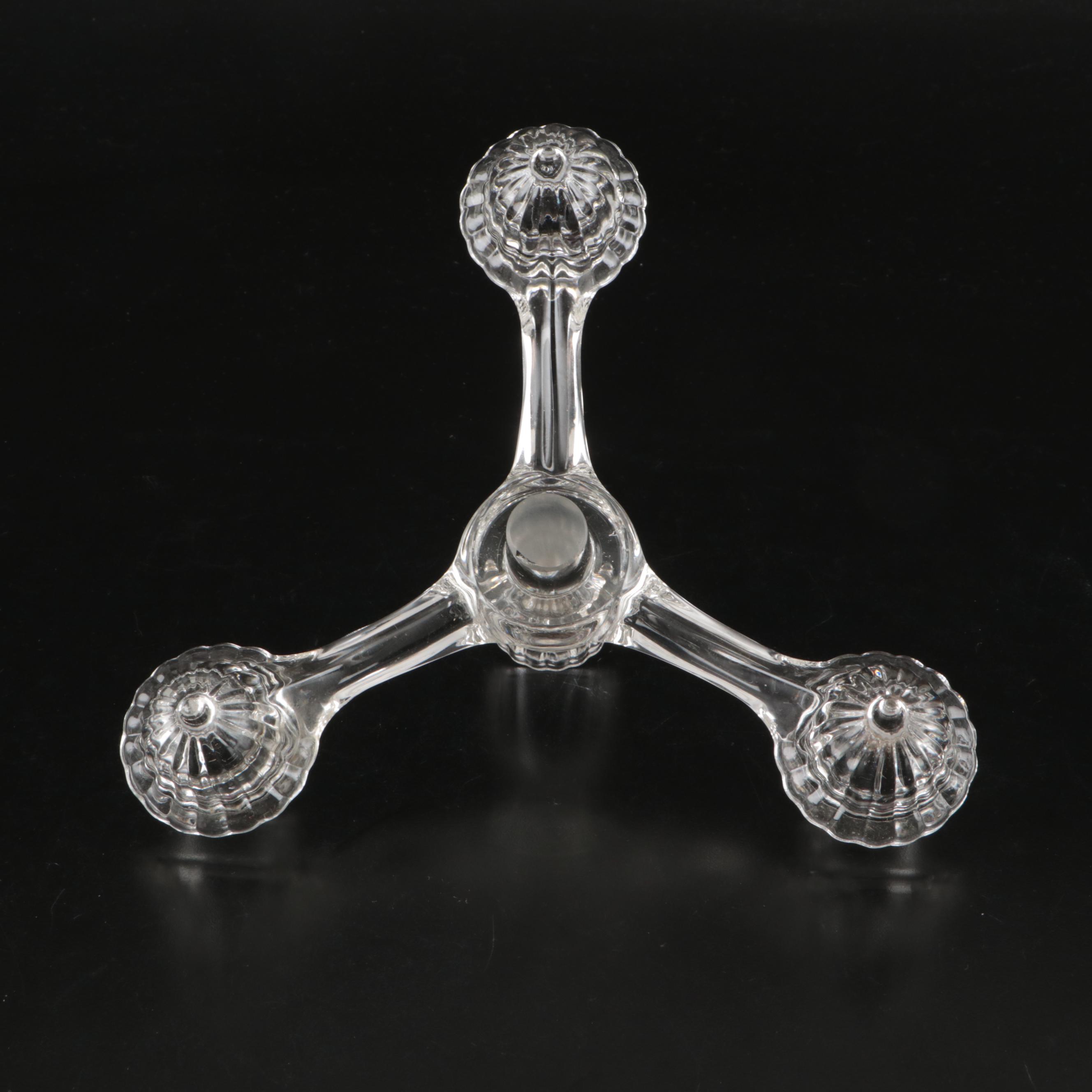 Pair of Cambridge Glass Six-Piece Epergne Sets and Glass Frog