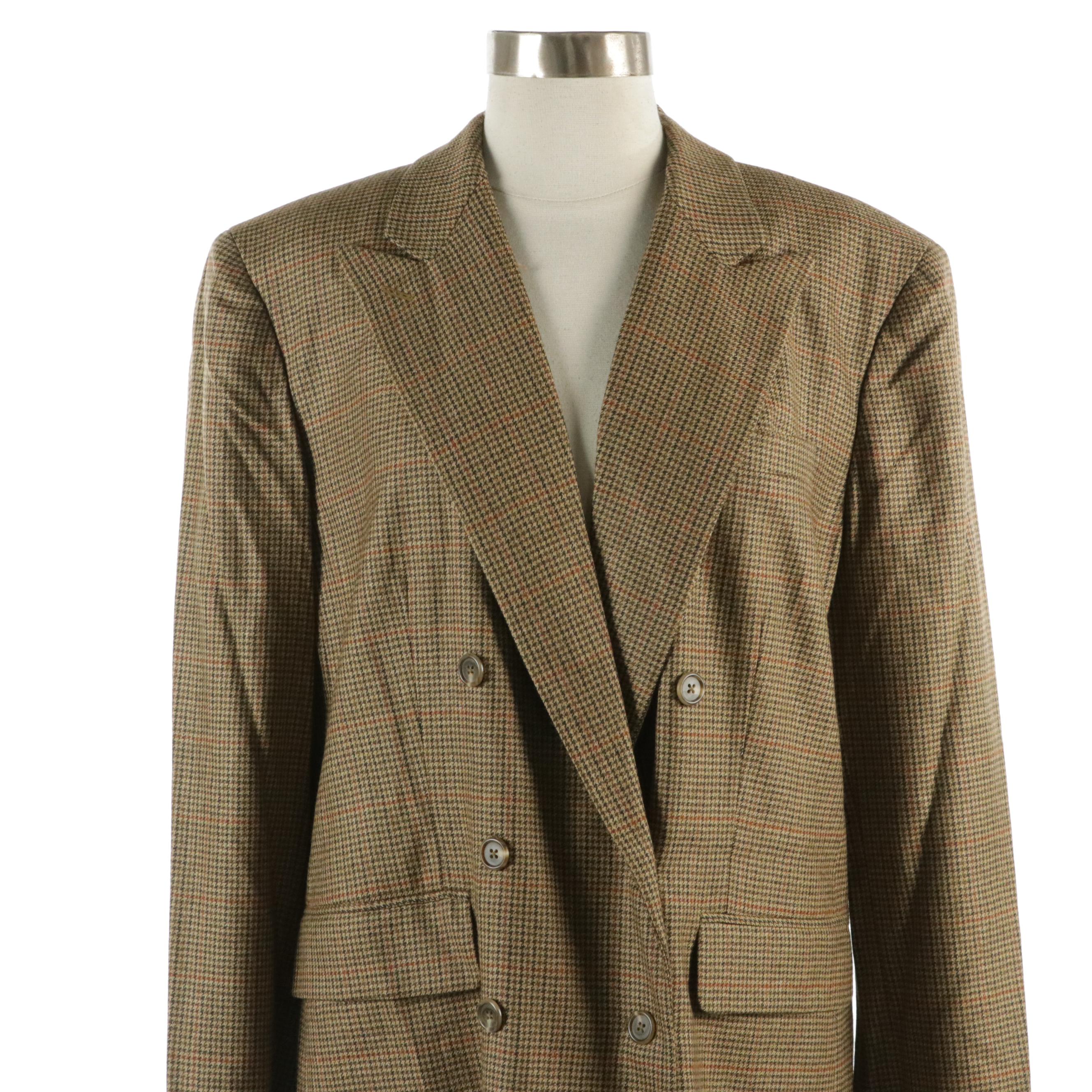 Lauren Ralph Lauren Brown Plaid Houndstooth Wool Suit