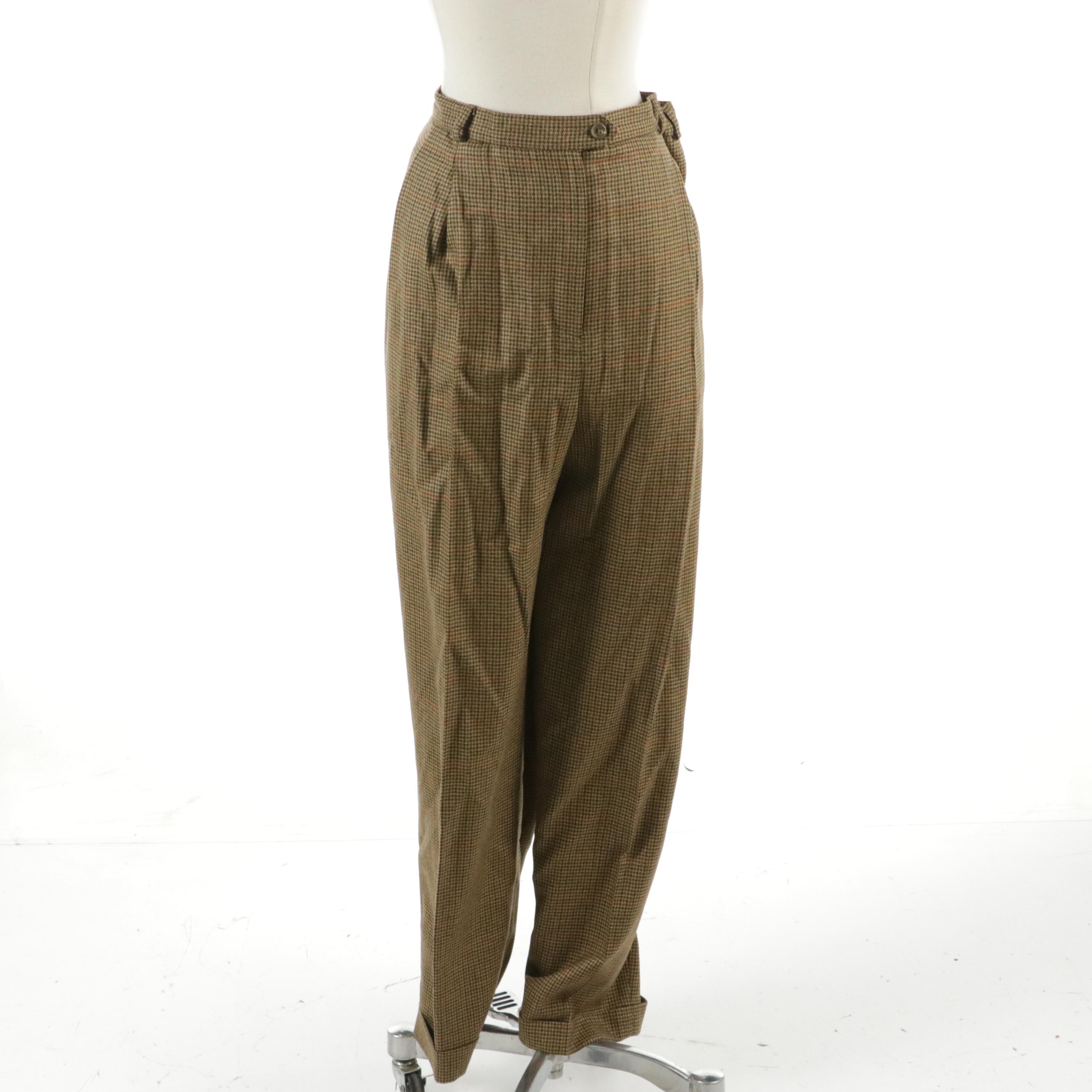 Lauren Ralph Lauren Brown Plaid Houndstooth Wool Suit