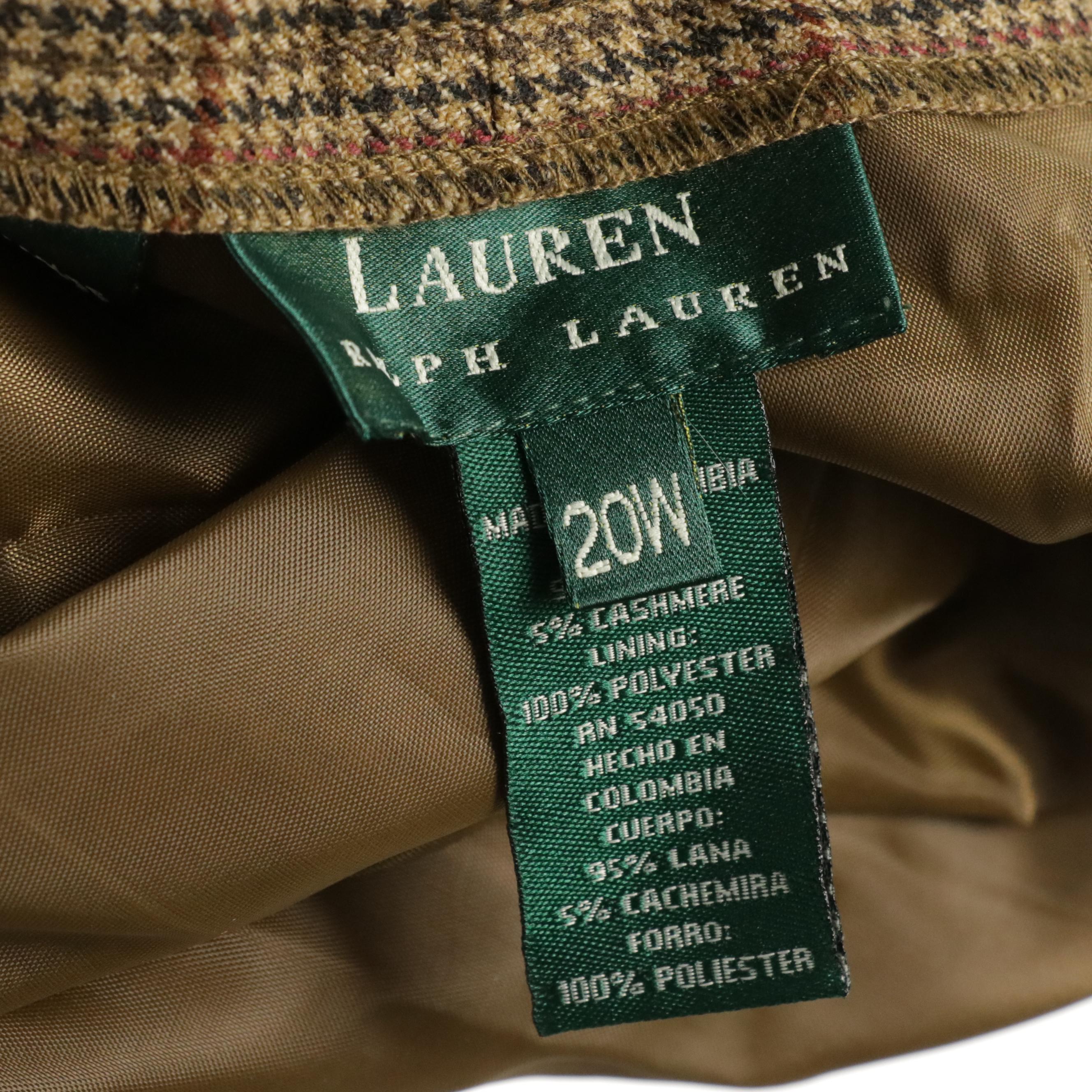 Lauren Ralph Lauren Brown Plaid Houndstooth Wool Suit