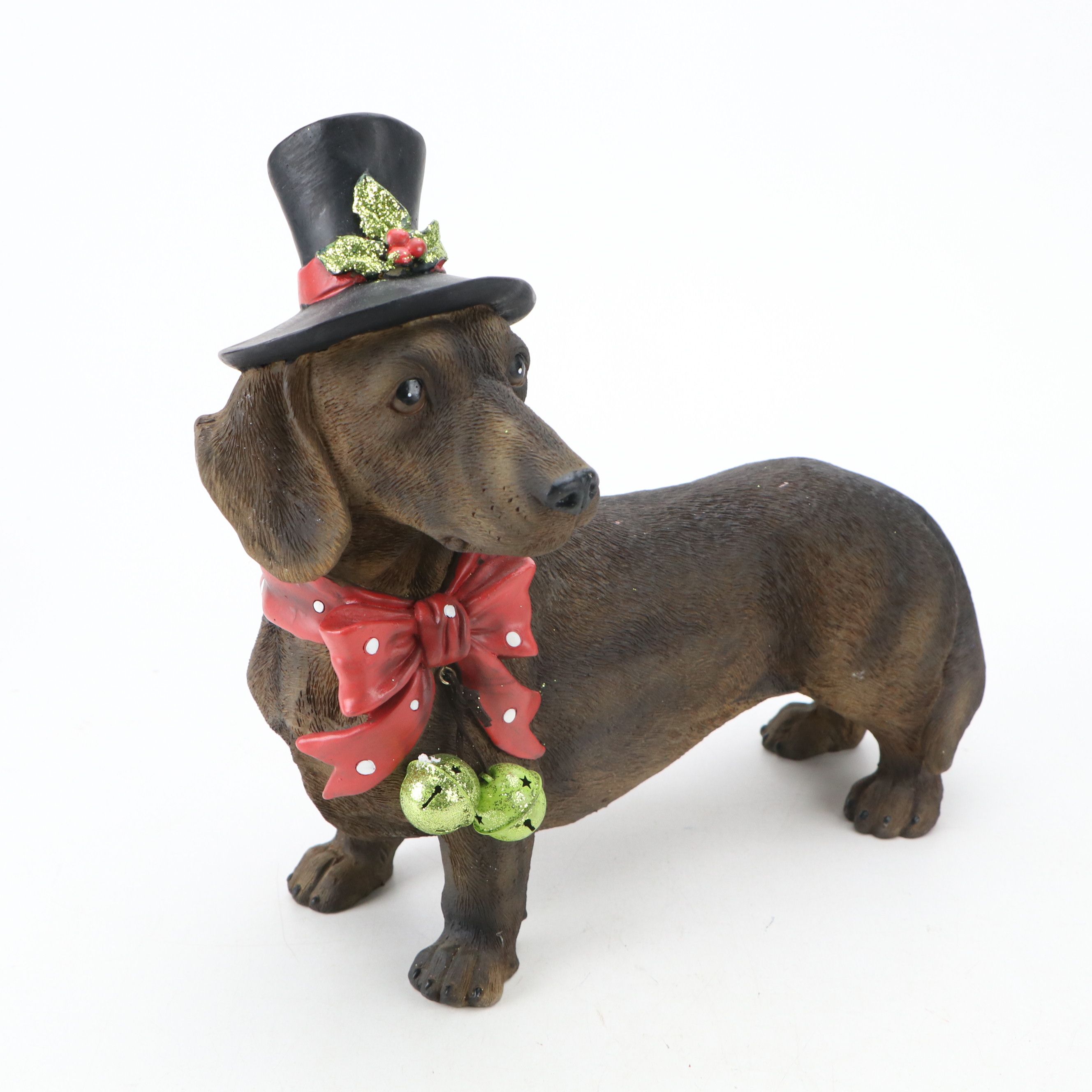 Christmas Dressed and Other Dog Figurines with Books and Other Décor