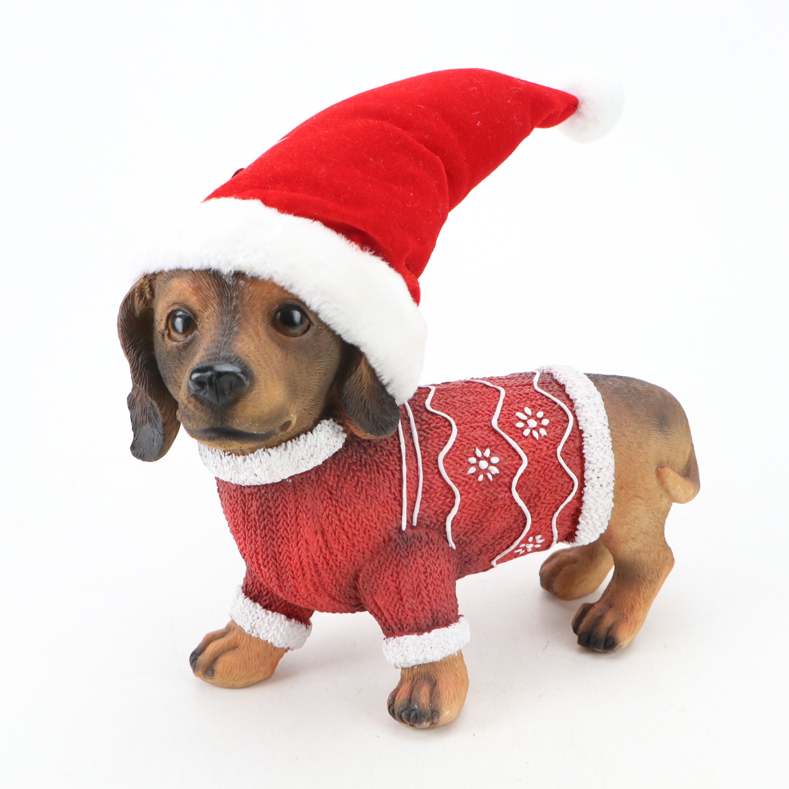 Christmas Dressed and Other Dog Figurines with Books and Other Décor