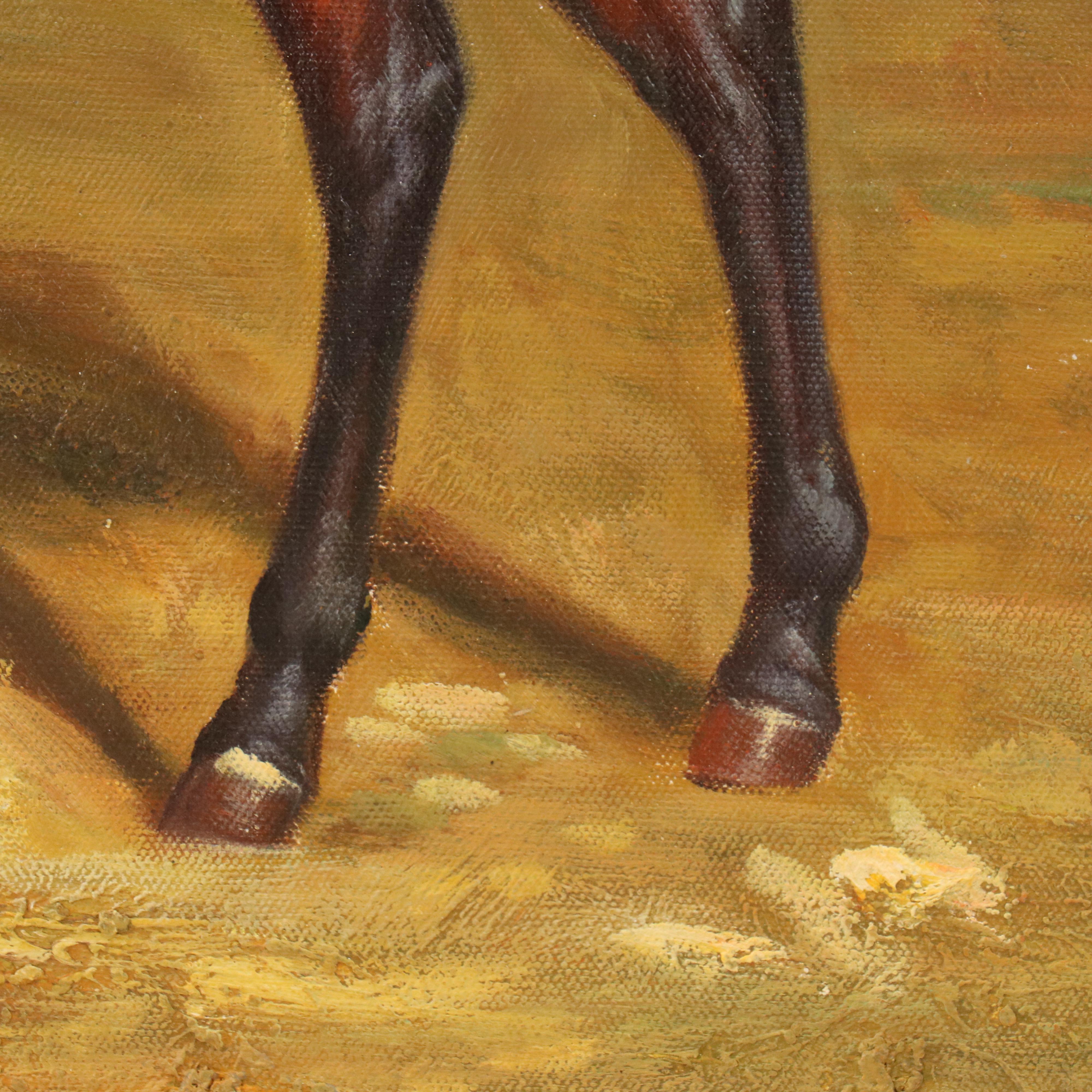 Thoroughbred Horse and Jockey Equestrian Oil Painting, 21st Century